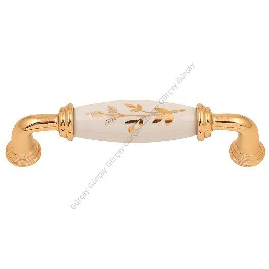 Gürçay Sude Porselen Kulp Altın Altın Çiçekli 96mm (2 Adet) Gürçay Sude Porselen Kulp Altın Altın Çiçekli 96mm (2 Adet)