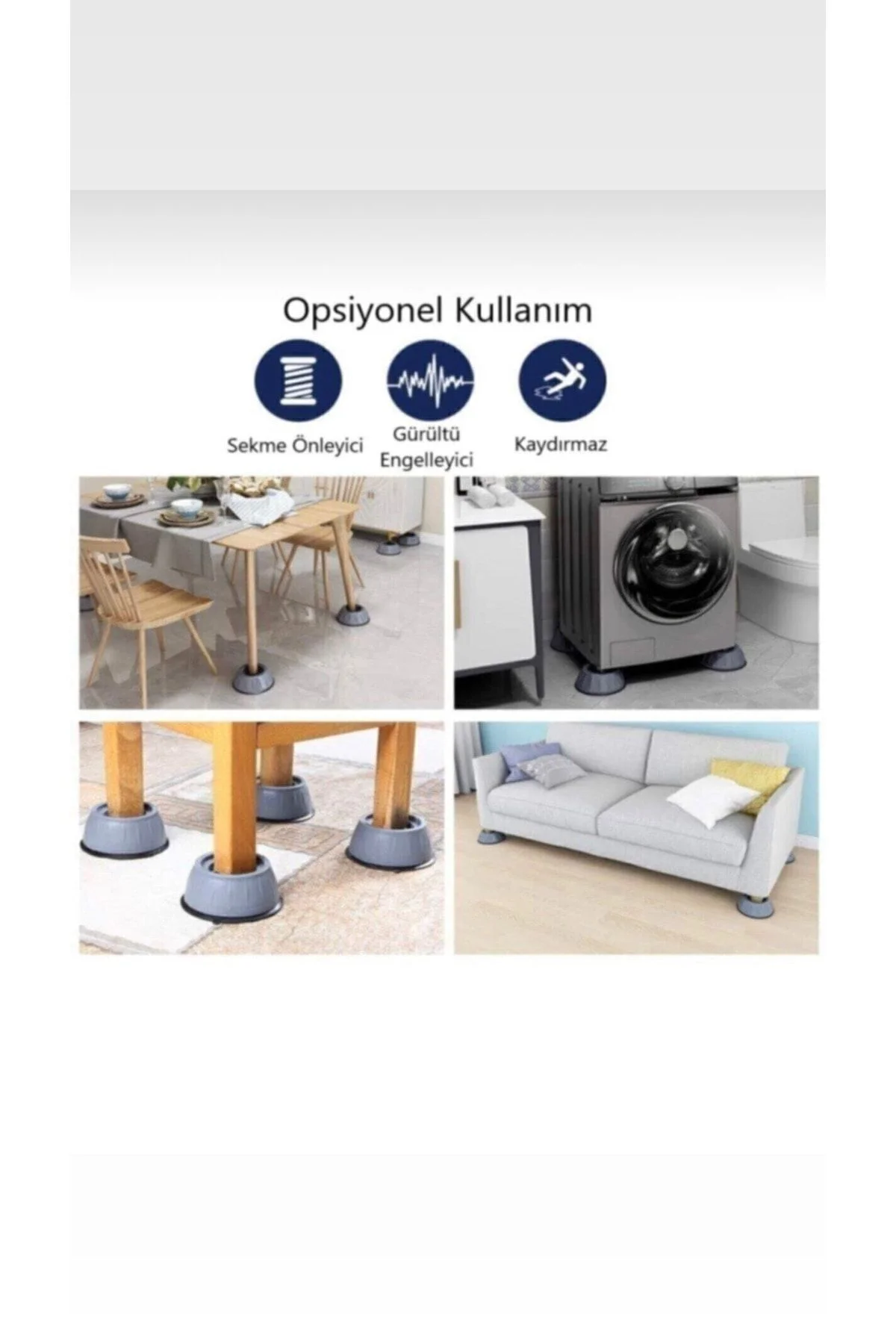 Gürültü Engelleyici Kaymaz Titreşim Önleyici Ayak Pedleri Çamaşır
