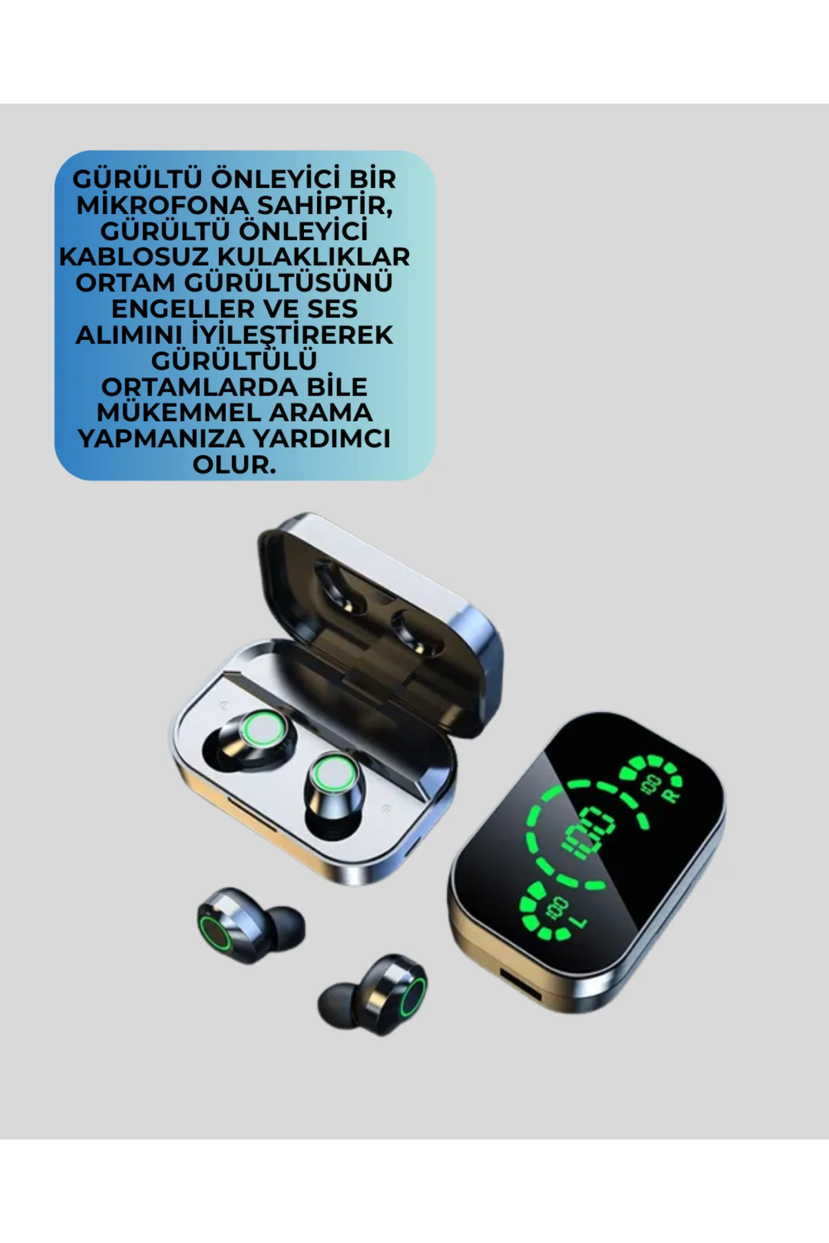 Gürültü Engelleyici Bluetooth Kulaklık – Akıllı Ekranlı, HiFi Ses