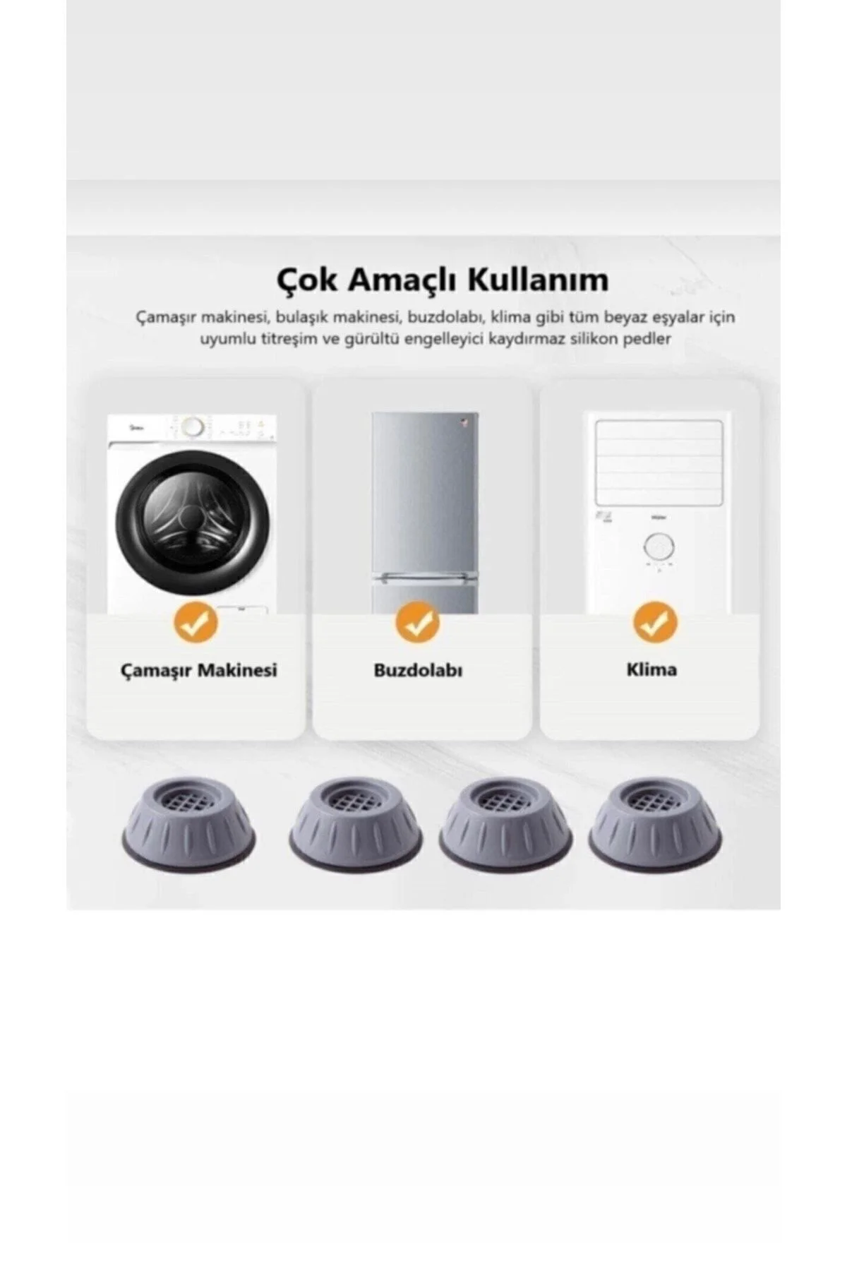 Gürültü Engelleyici Kaymaz Titreşim Önleyici Ayak Pedleri Çamaşır