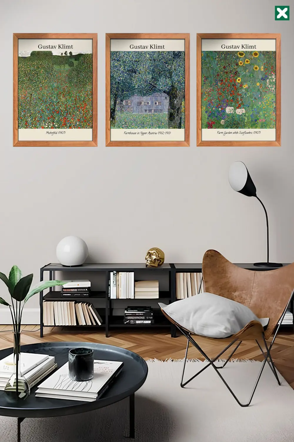 Gustav Klimt 3'lü Set, Çerçeve Görünümlü Modern Mdf Tablo ,