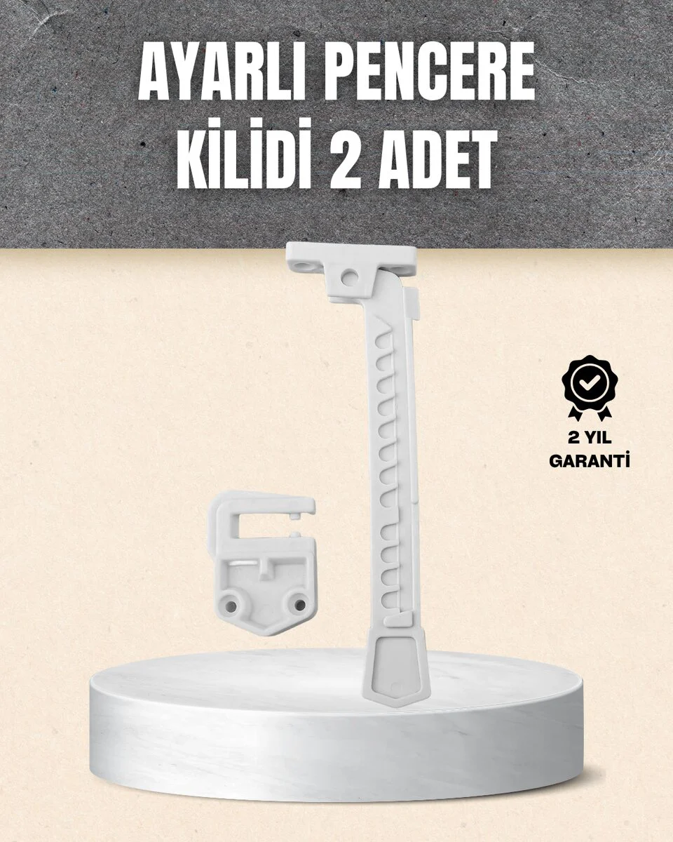 Güvenli Pencere Açılma Sınırlayıcı 2’li Set - İçe Açılan Pencereler İçin Kolay Montajlı Çözüm