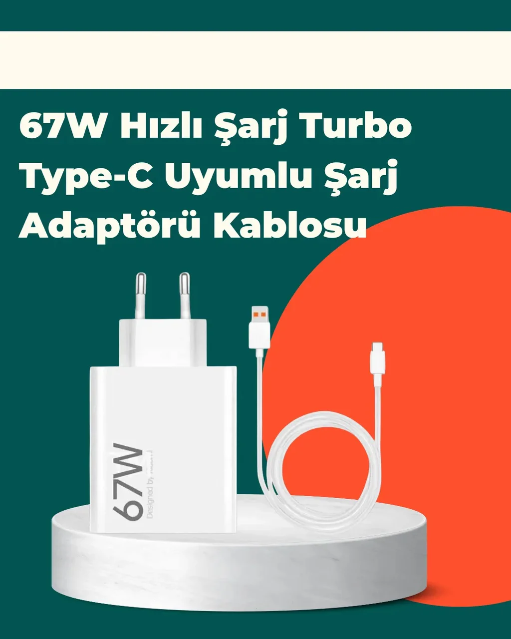 Güvenli Ve Hızlı Şarj İçin 67w Turbo Adaptör Type-c Kablo İle Diğ