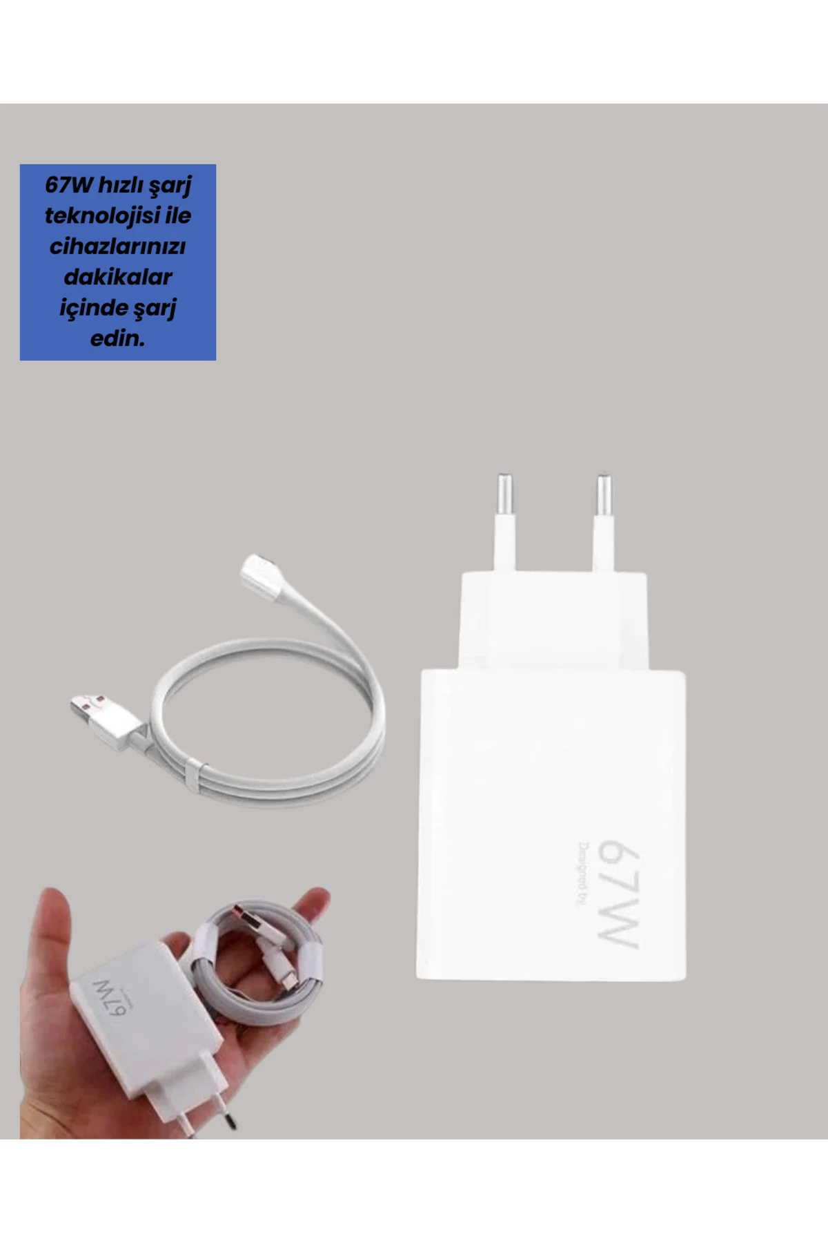 Güvenli ve Hızlı Şarj İçin 67W Turbo Adaptör Type-C Kablo ile