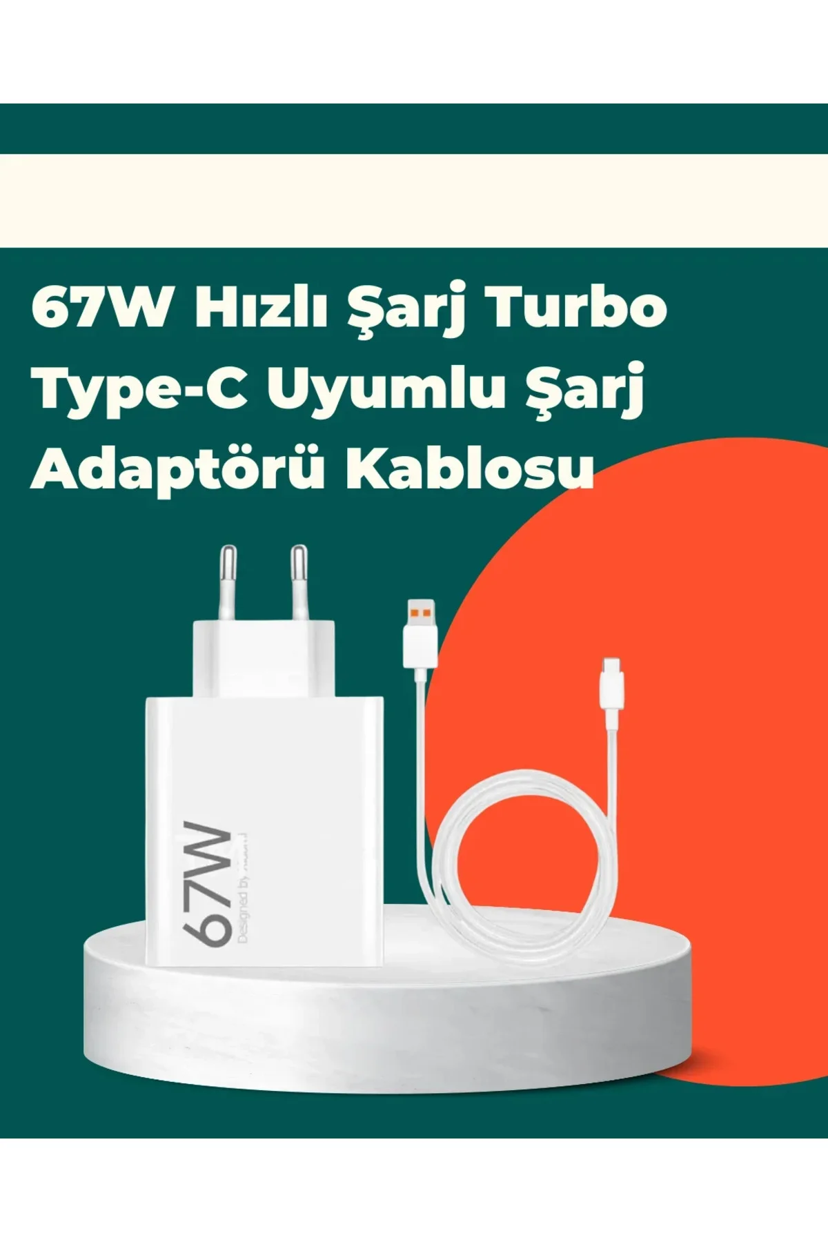 Güvenli ve Hızlı Şarj İçin 67W Turbo Adaptör Type-C Kablo ile