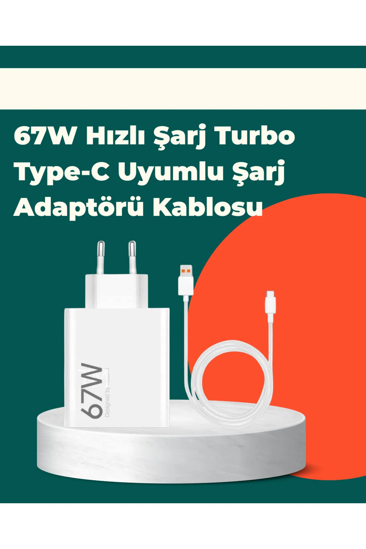 Güvenli ve Hızlı Şarj İçin 67W Turbo Adaptör Type-C Kablo ile