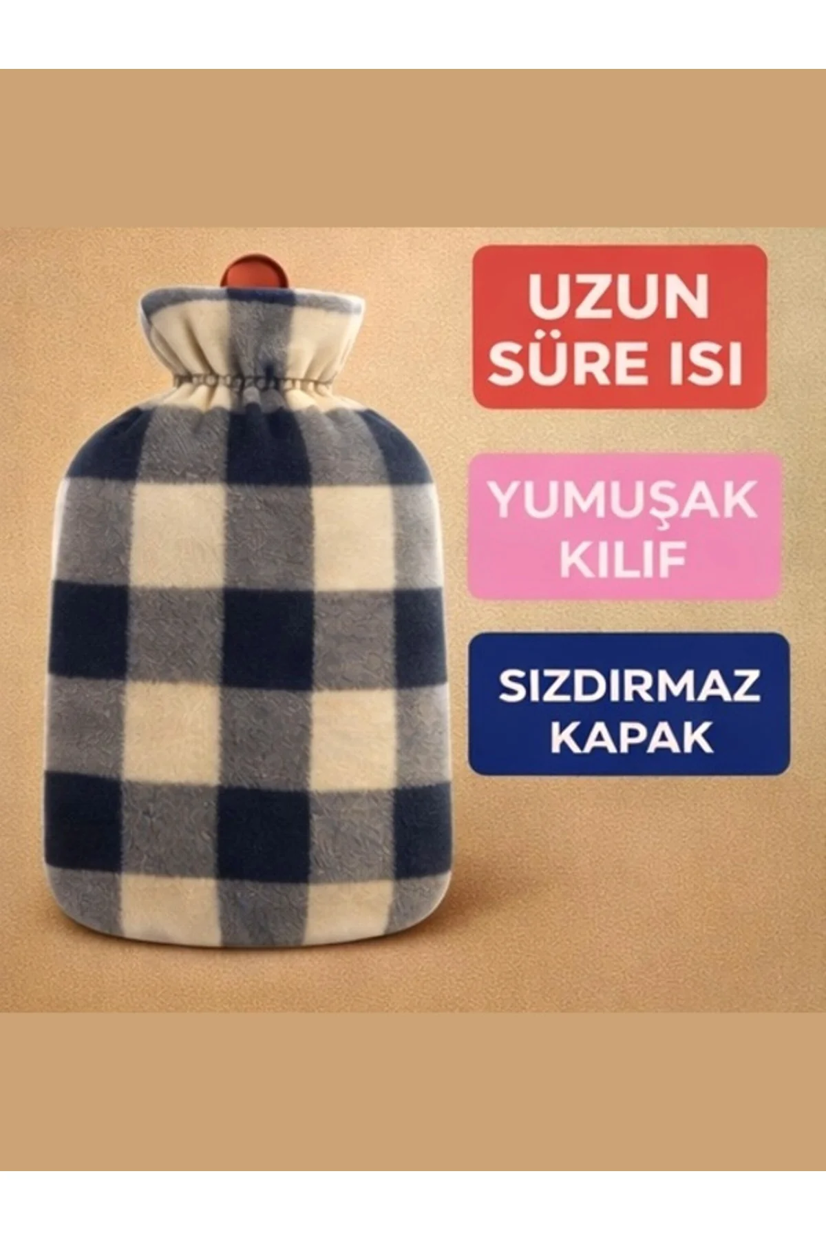 Güvenli Yıkanabilir Polar Kılıflı Sıcak Su Torbası 2Lt