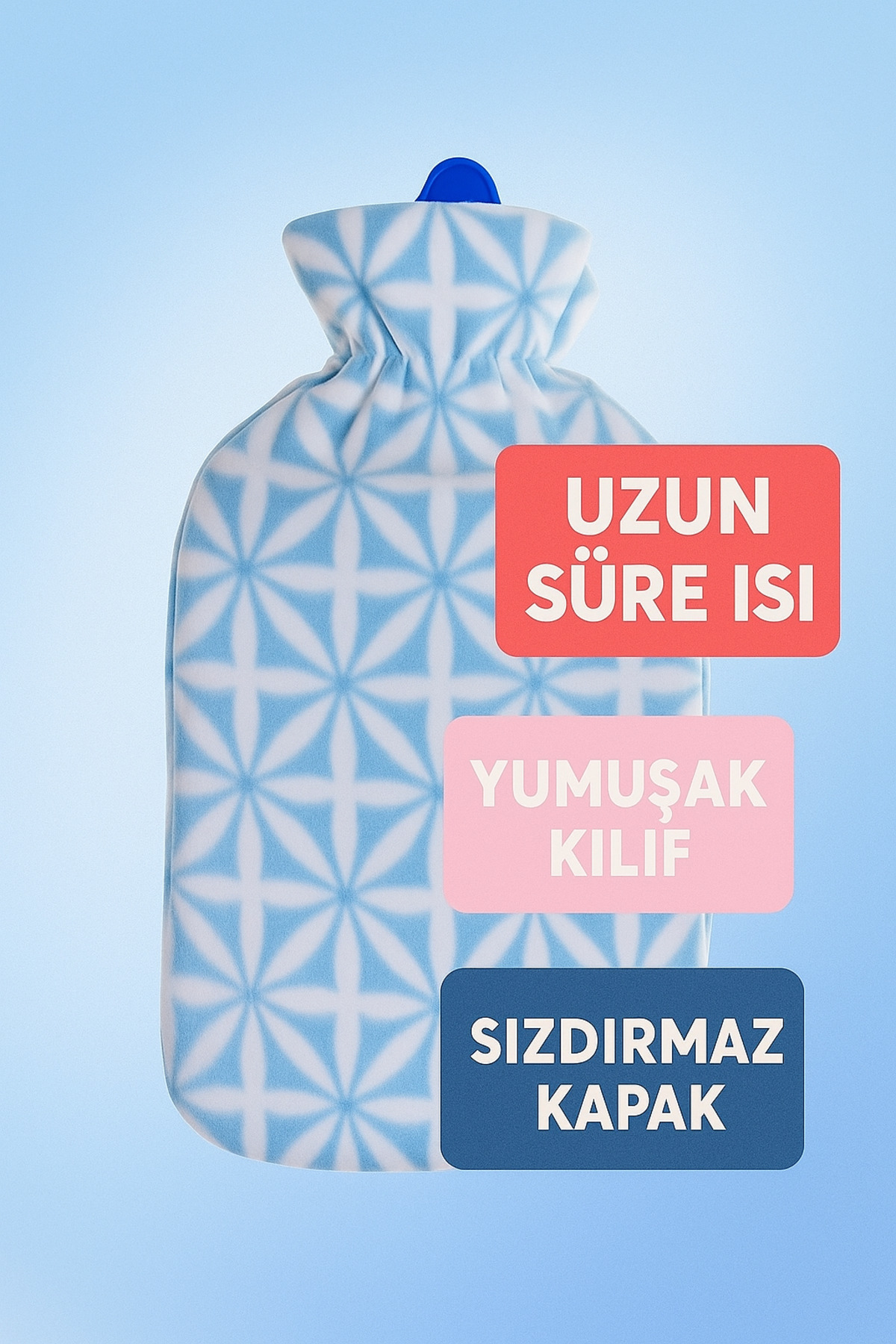 Güvenli Yıkanabilir Polar Kılıflı Sıcak Su Torbası 2Lt