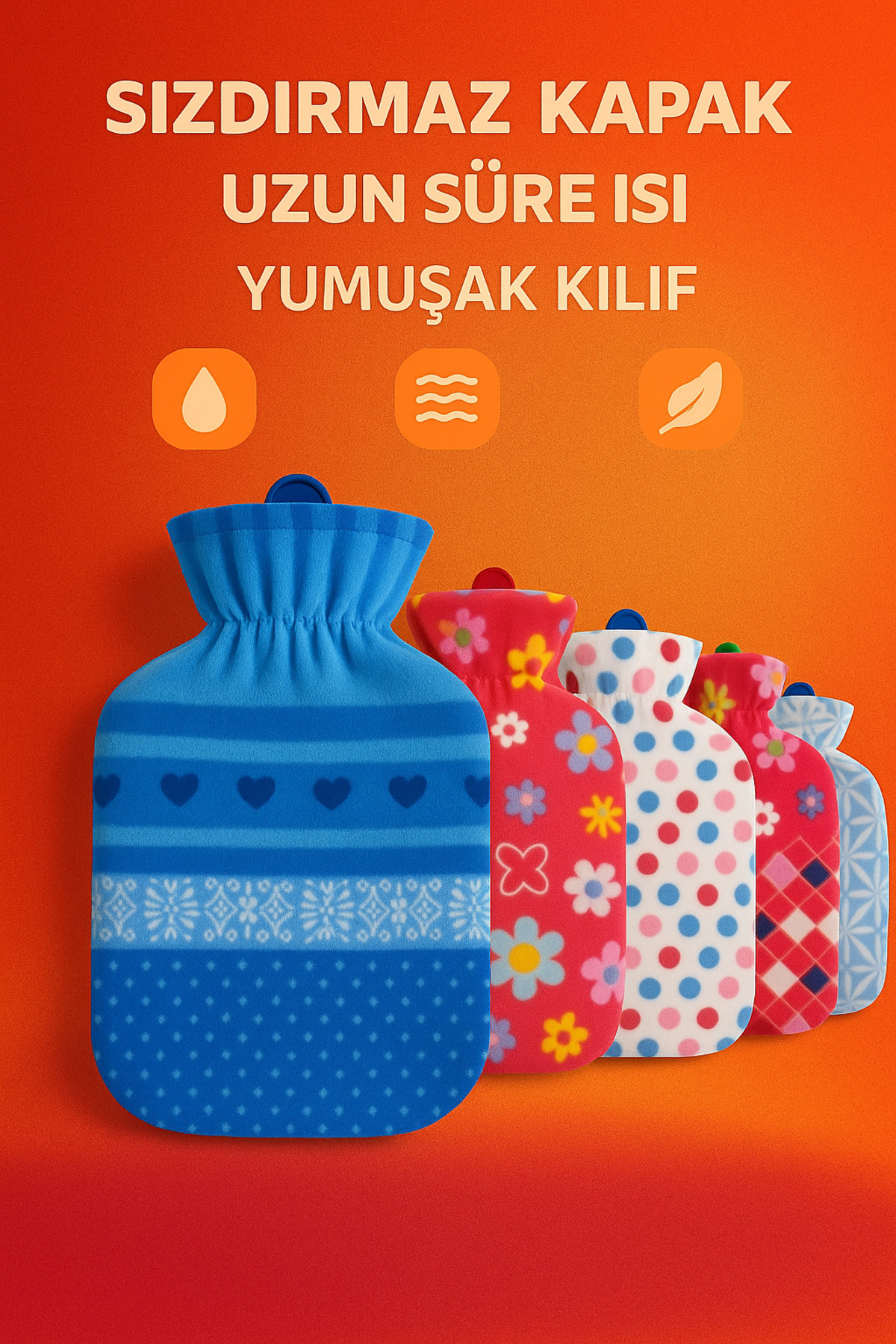 Güvenli Yıkanabilir Polar Kılıflı Sıcak Su Torbası 2Lt