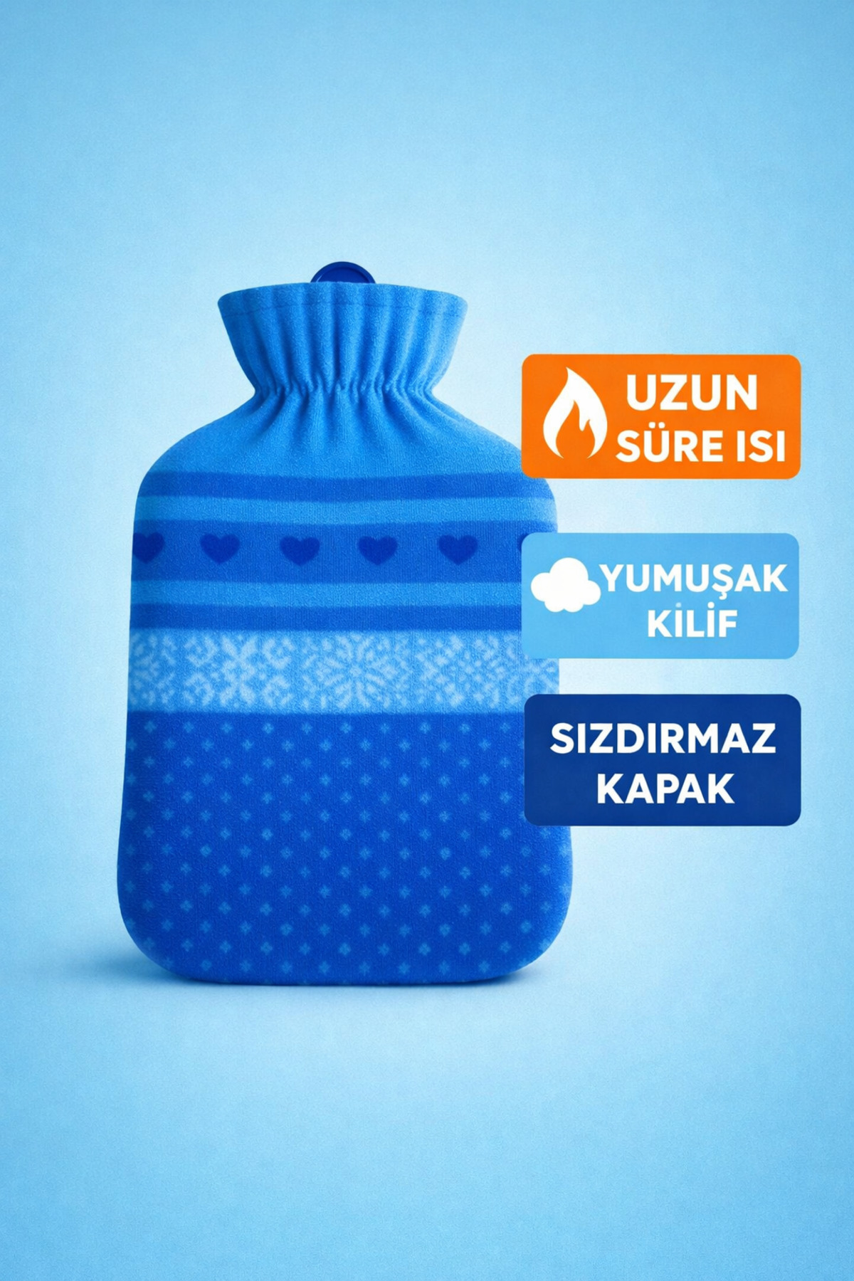 Güvenli Yıkanabilir Polar Kılıflı Sıcak Su Torbası 2Lt