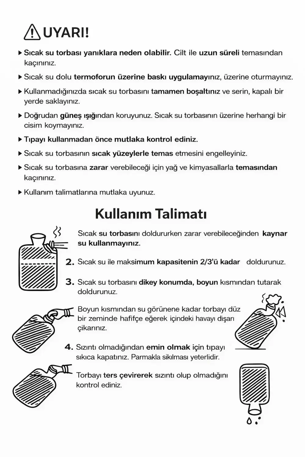 Güvenli Yıkanabilir Polar Kılıflı Sıcak Su Torbası 2Lt