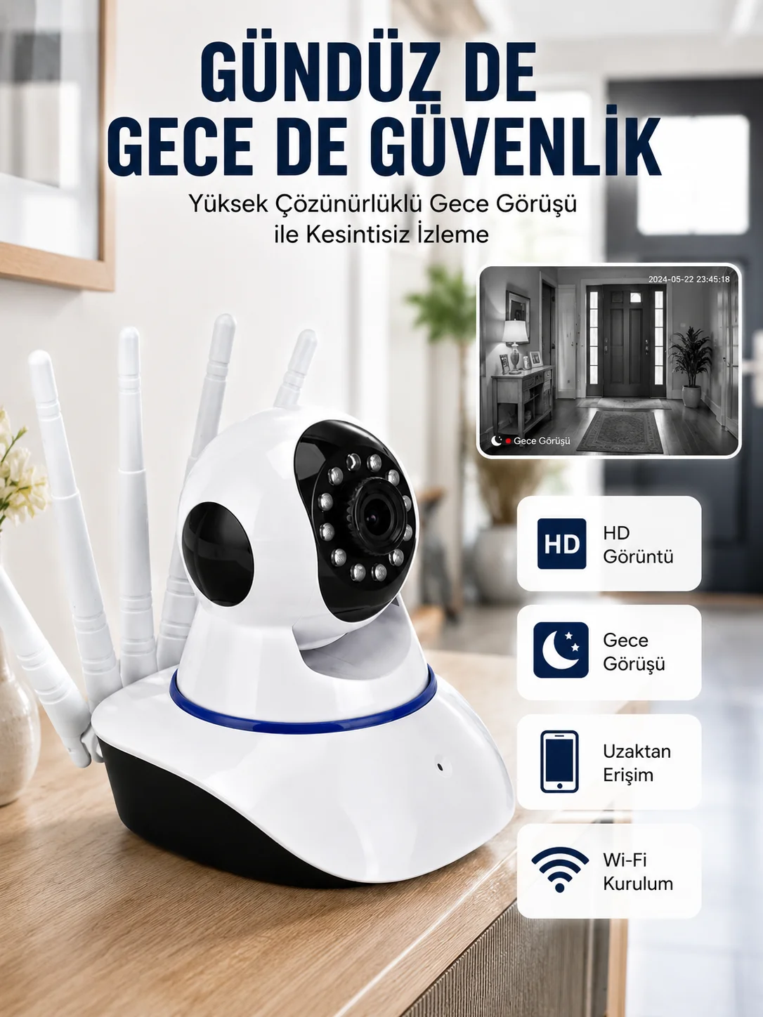 Güvenlik Kamerası Antenli Gece Görüşlü Sensörlü Harekete Duyarlı Yeni Nesil Fiyatı, Yorumları ve Özellikleri