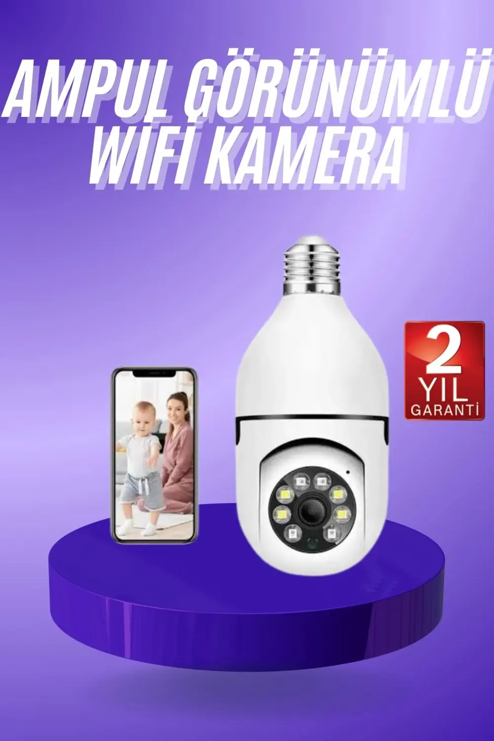 Güvenlik Kamerası Wi-Fi Özellikli 360 Derece Full Hd 1080p Ampül