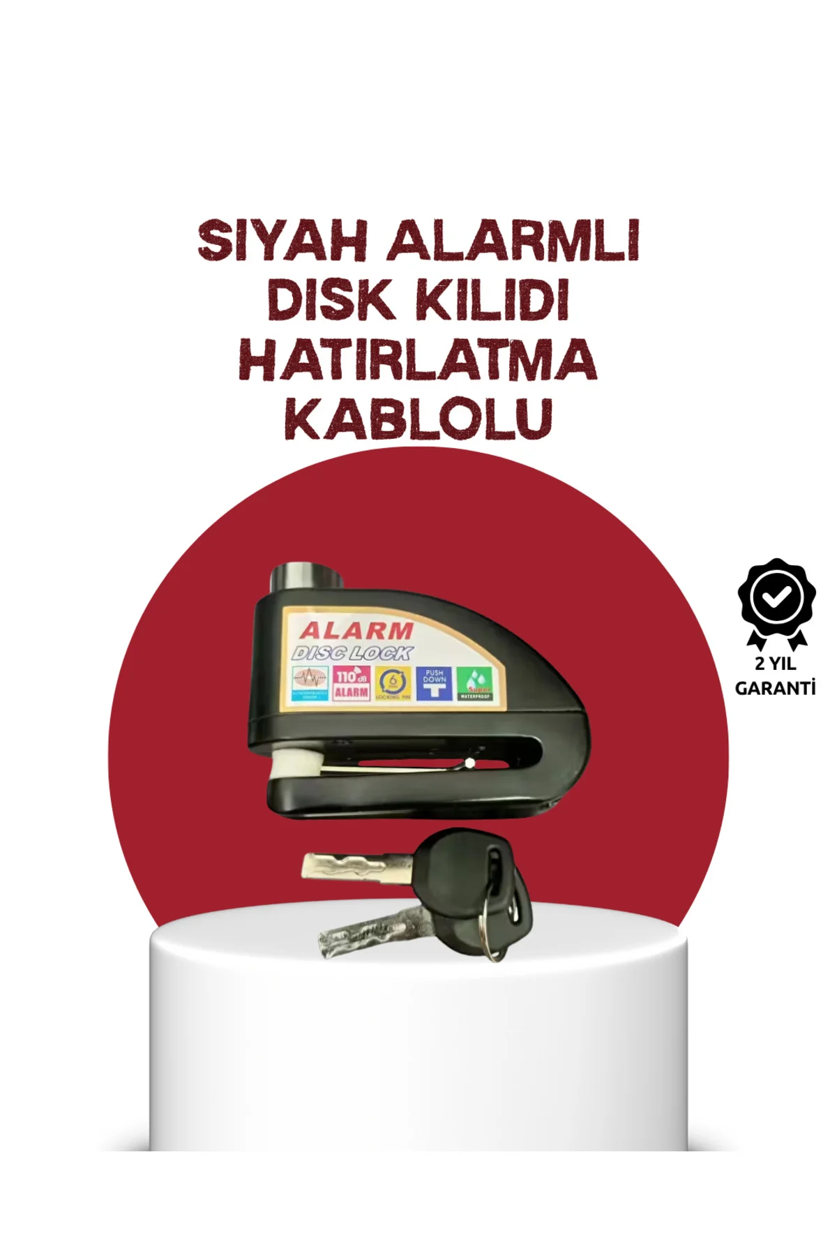 Güvenlik Sensörlü Alarmlı Disk Kilidi Motosiklet ve Bisiklet İçin