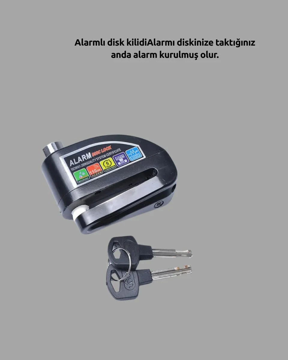Güvenlik Sensörlü Alarmlı Disk Kilidi Motosiklet ve Bisiklet İçin