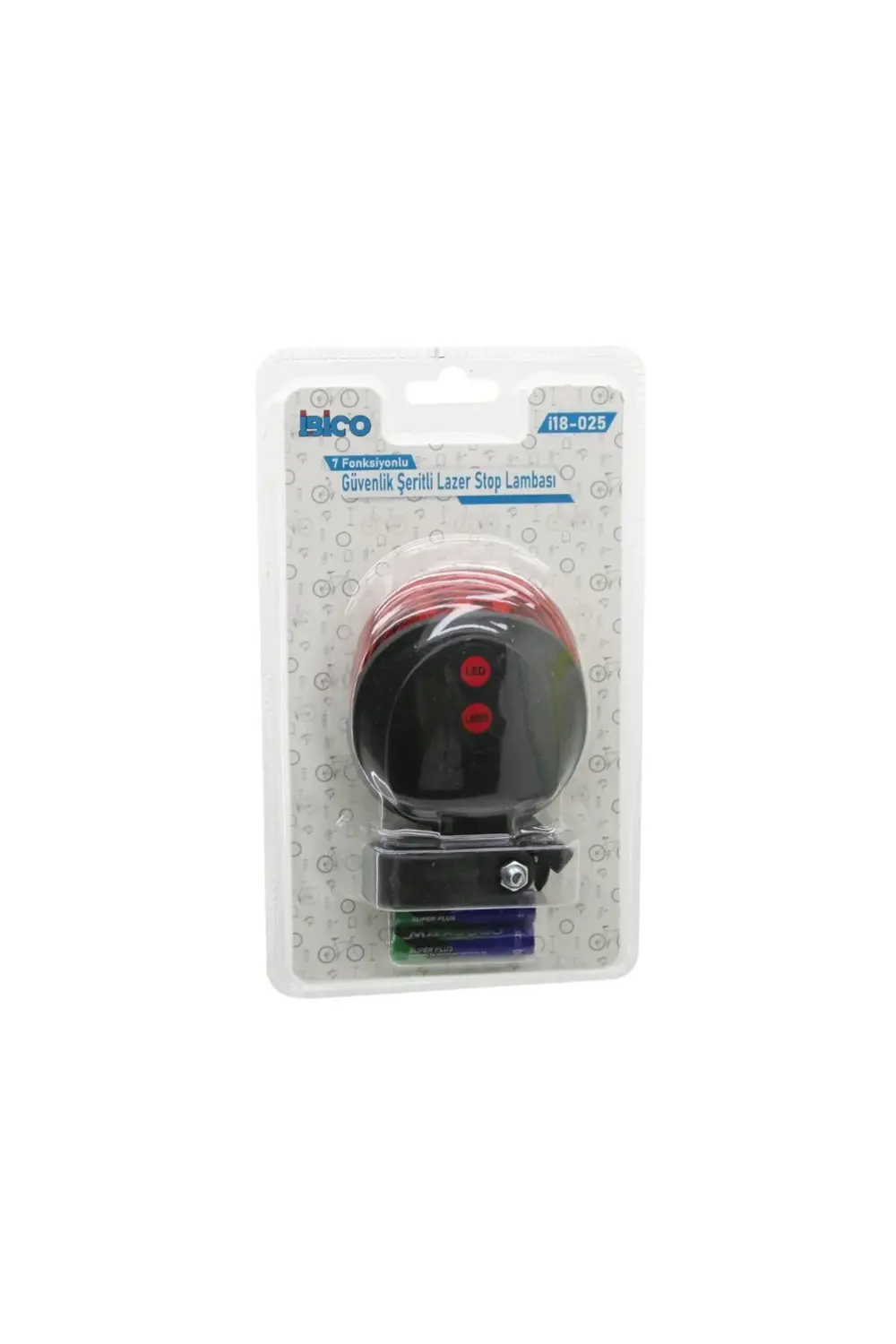 GÜVENLİK ŞERİTLİ LAZER BİSİKLET STOP LAMBASI PİLLİ 7 FONKSİYONLU