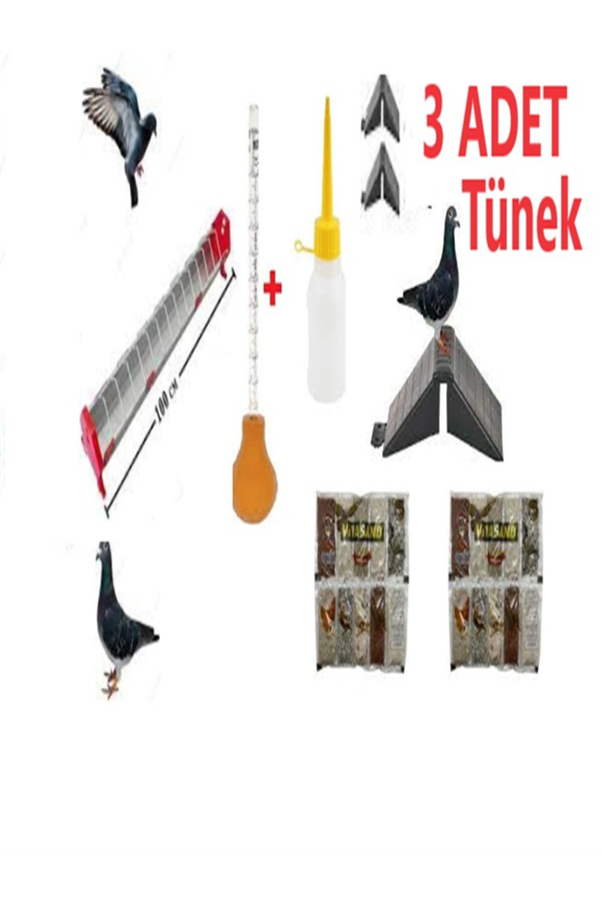 GÜVERCİN BESLEME SETİ "1 METRE GÜVERCİN YEMLİK+ YAVRU BESLEME POM