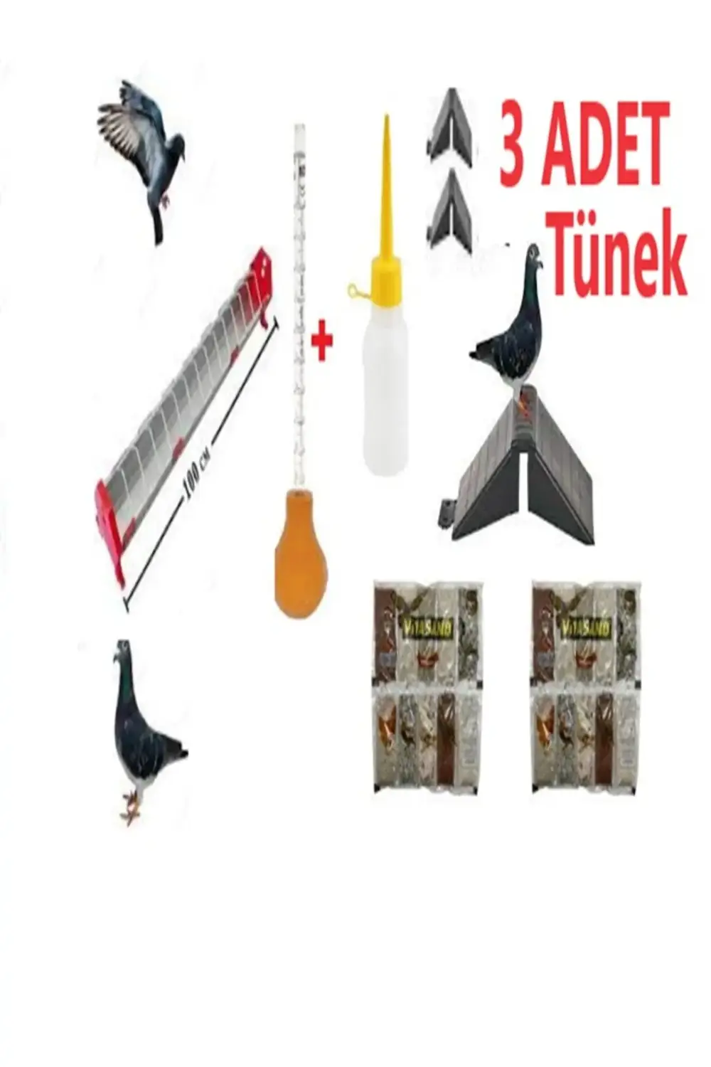 GÜVERCİN BESLEME SETİ "1 METRE GÜVERCİN YEMLİK+ YAVRU BESLEME POM