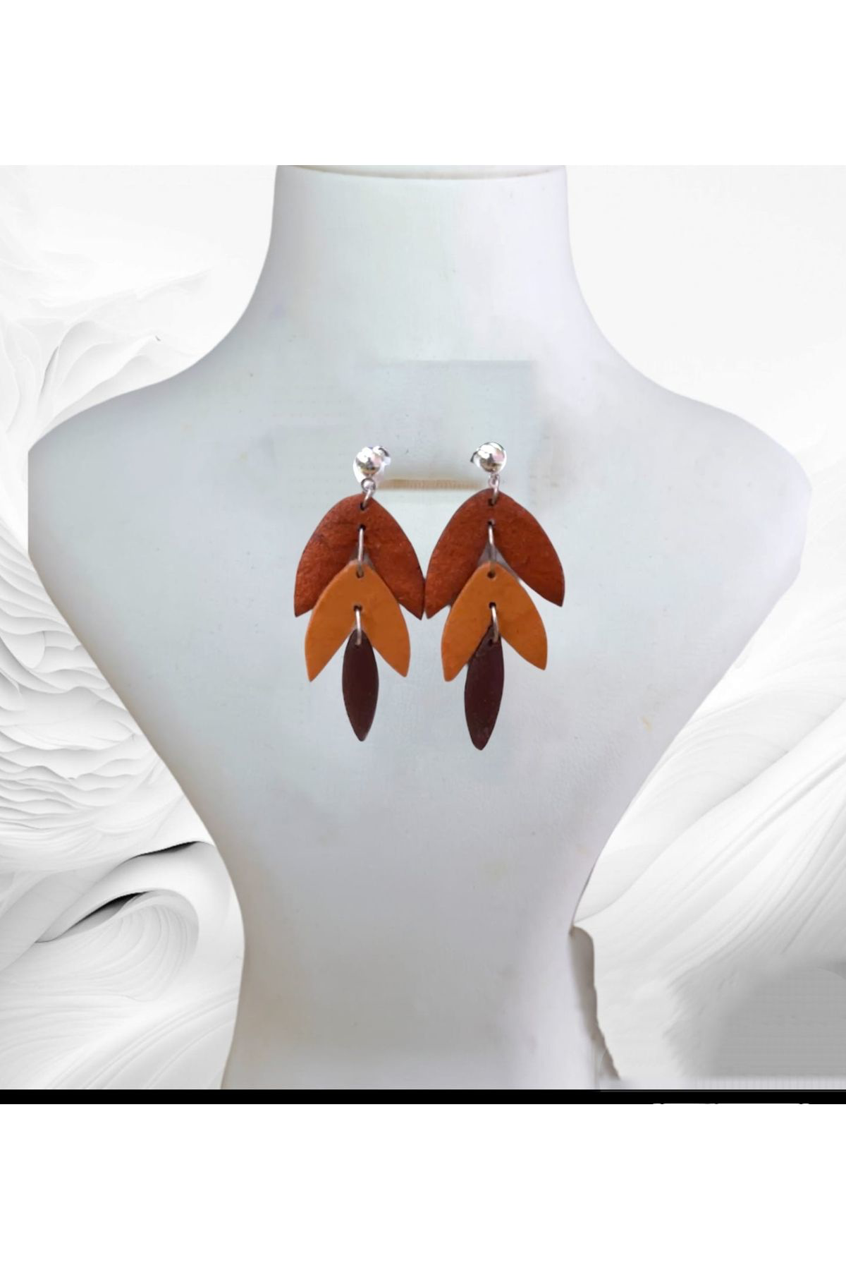 Güz Kahvesi Tarz Polimer Kil Tasarım Küpe