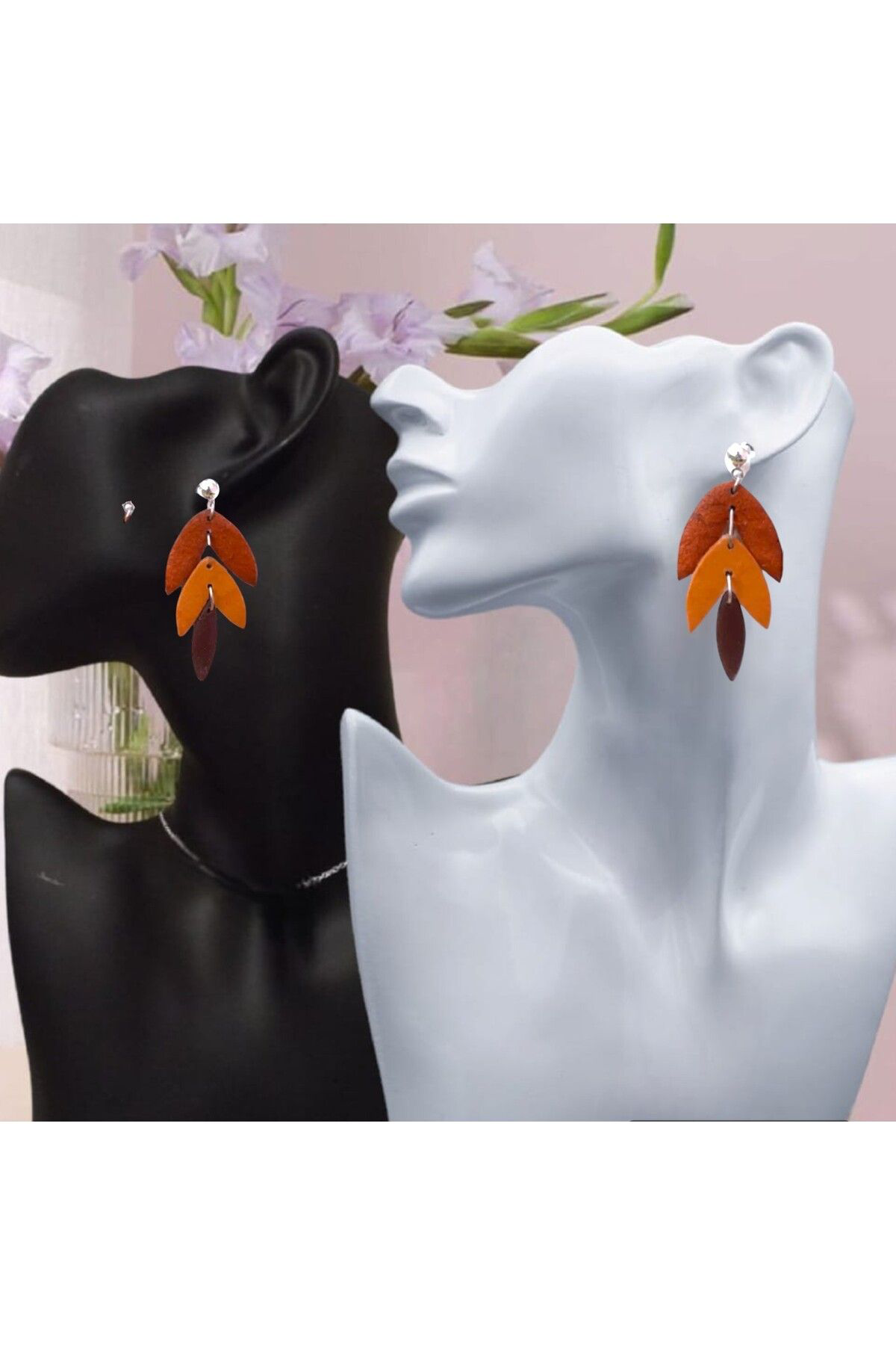 Güz Kahvesi Tarz Polimer Kil Tasarım Küpe