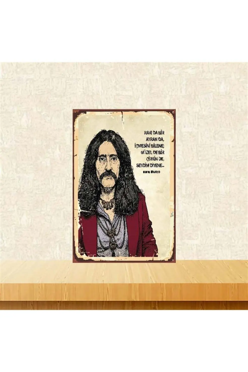 Güzelde Bir Çirkinde Barış Manço 20-30 cm Retro Ahşap Poster
