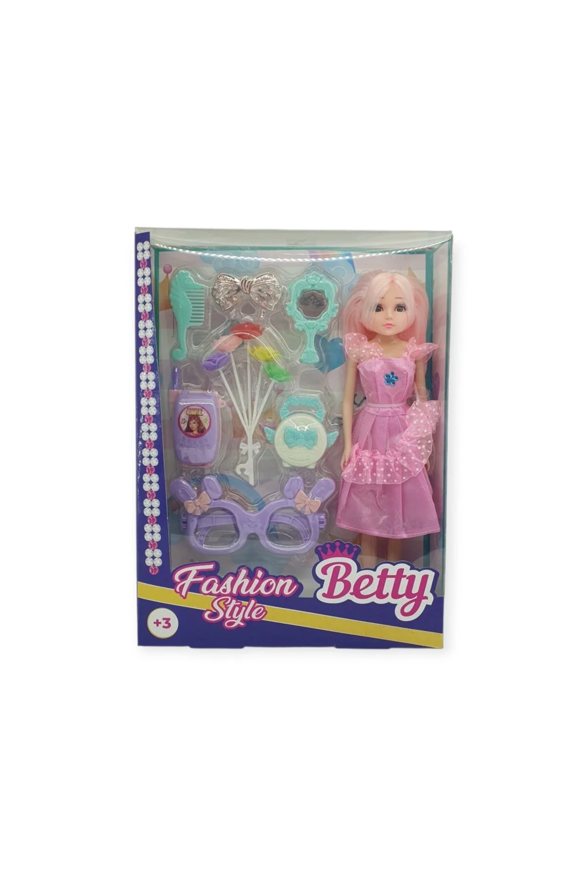 Güzellik Seti 7 Parça Aksesuarlı Bebek Seti - Pembe (Lisinya)