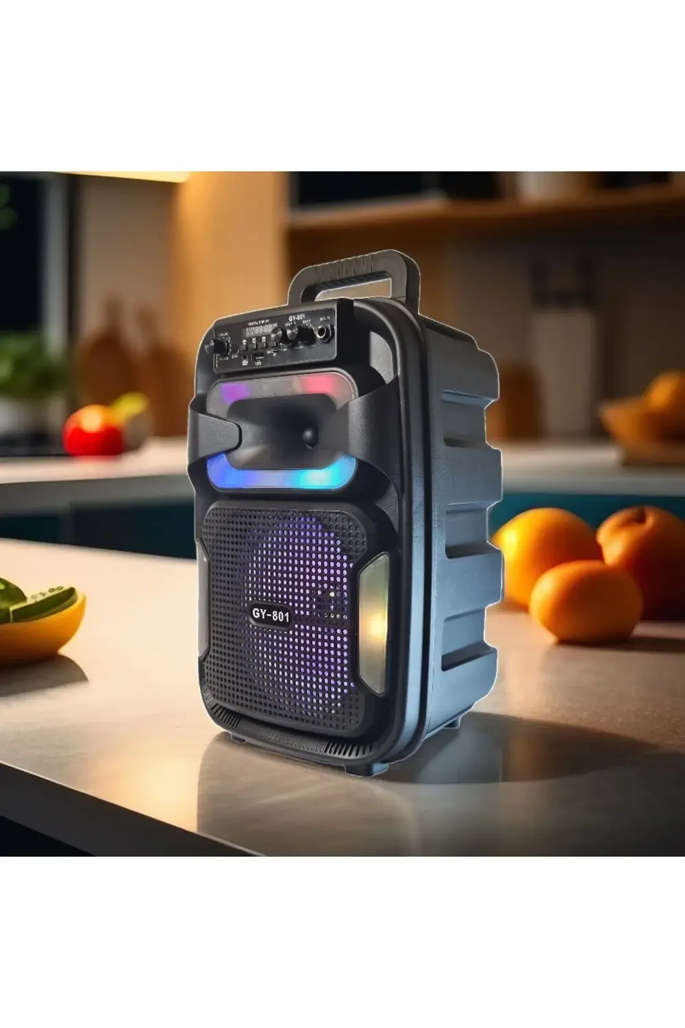 GY-801 8 İnç Taşınabilir Uzaktan Kumandalı Karaoke Mikrofonlu Blu