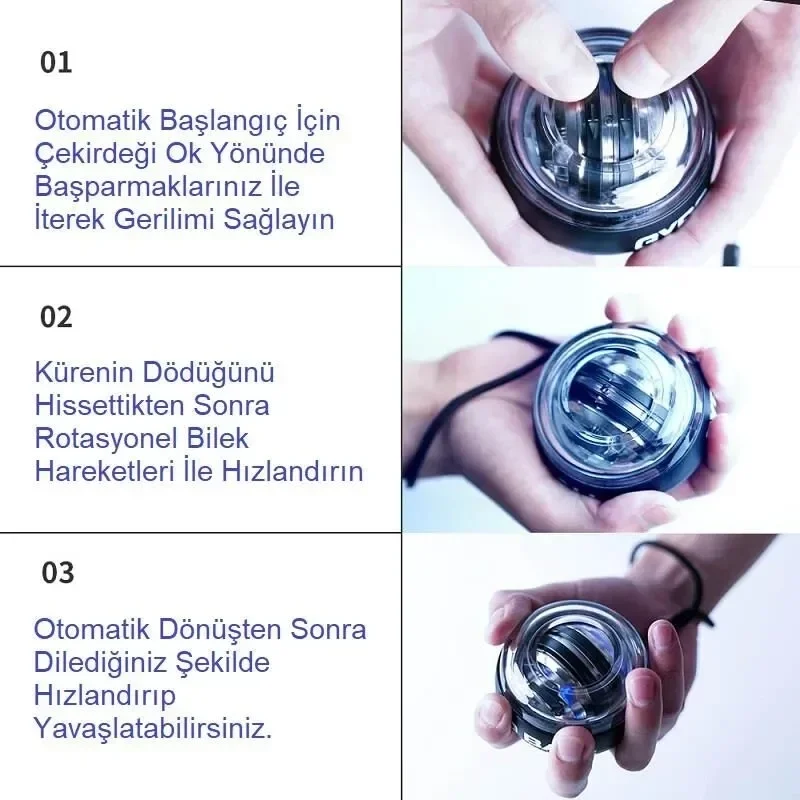 Gyro Ball El Bilek Egzersiztopu Otomatik Jiroskop Kol Kuvvet Spor Ekipmanı Bx40 Fiyatı, Yorumları ve Özellikleri