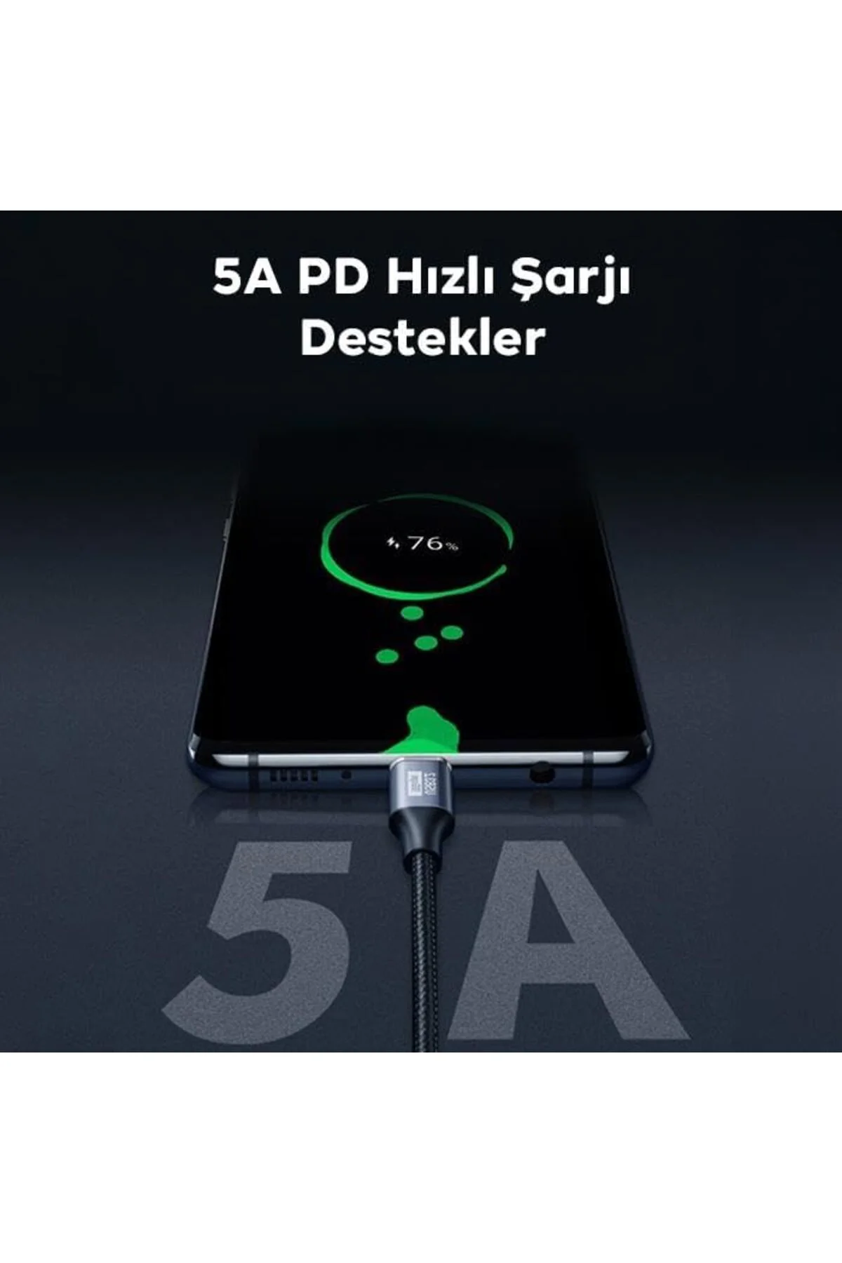 gzmshop 1MT 100W 5A 10Gbps Type C Uzatma Kablosu, Şarj, Data ve G