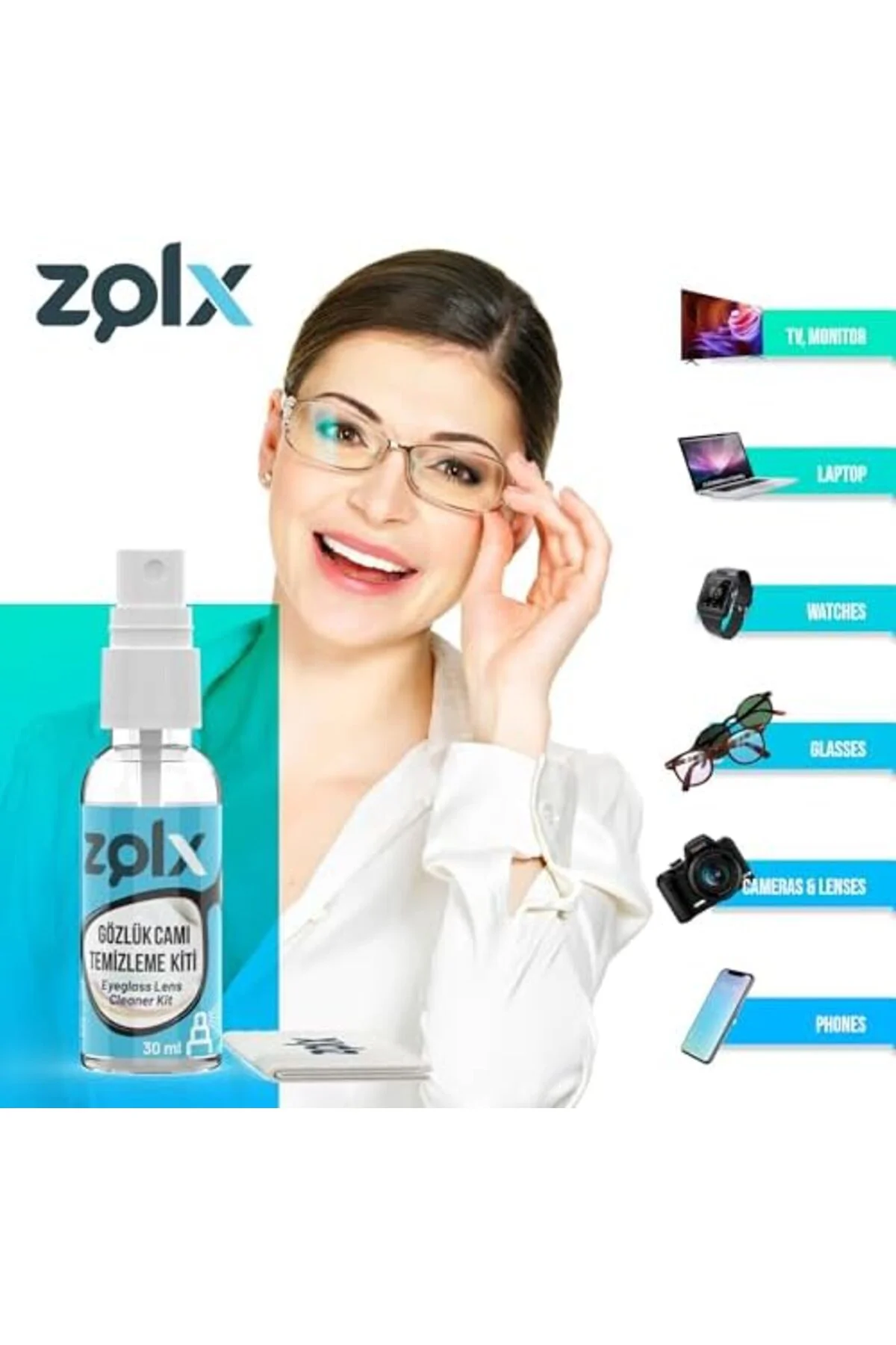 gzmshop 30ML Gözlük Camı Temizleme Kiti, Gözlük Temizleme, Gözlük