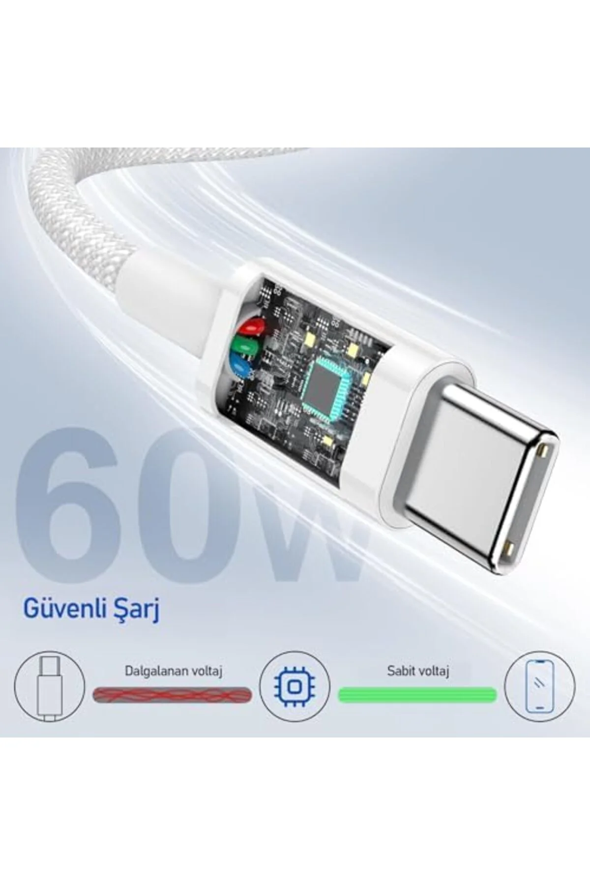 gzmshop LABS, Buff Bl74 Örgülü 60W 1.2M Data Ve Şarj Kablosu, Bük