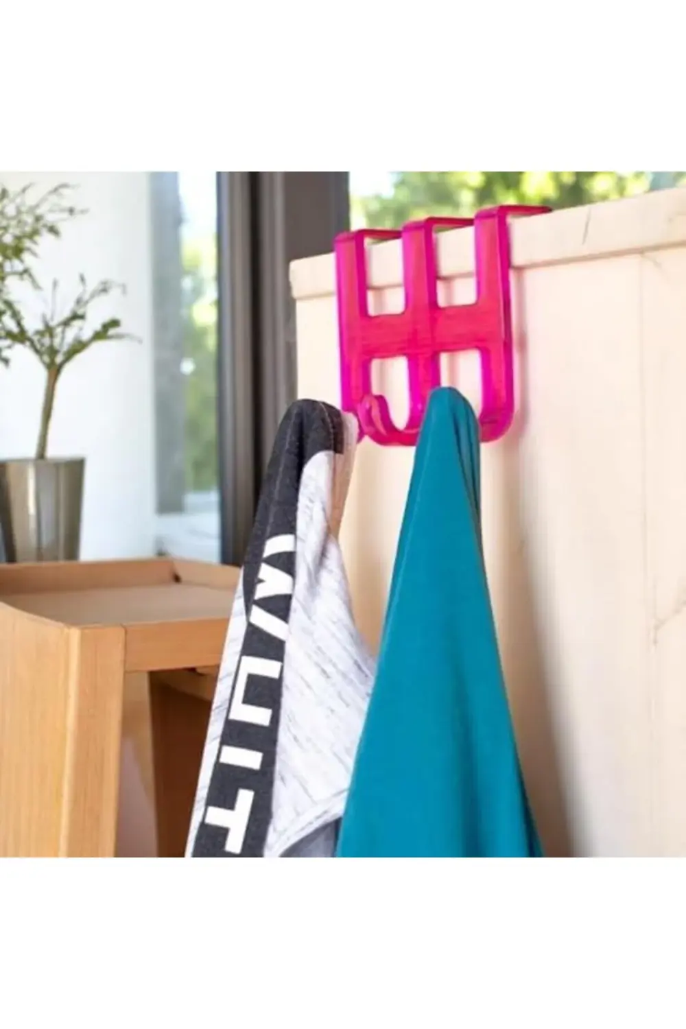 H Şekilli Kapı Arkası Askı, 3 Kancalı Askı, 8x8.5 cm, Karışık Ren