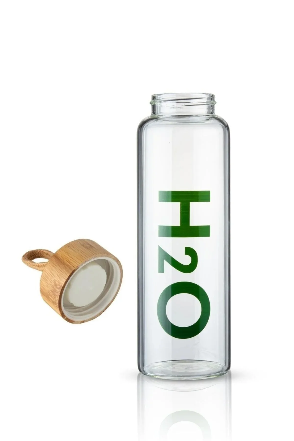 H2o Bambu Kapaklı Cam Matara 800ml - Görsel 3