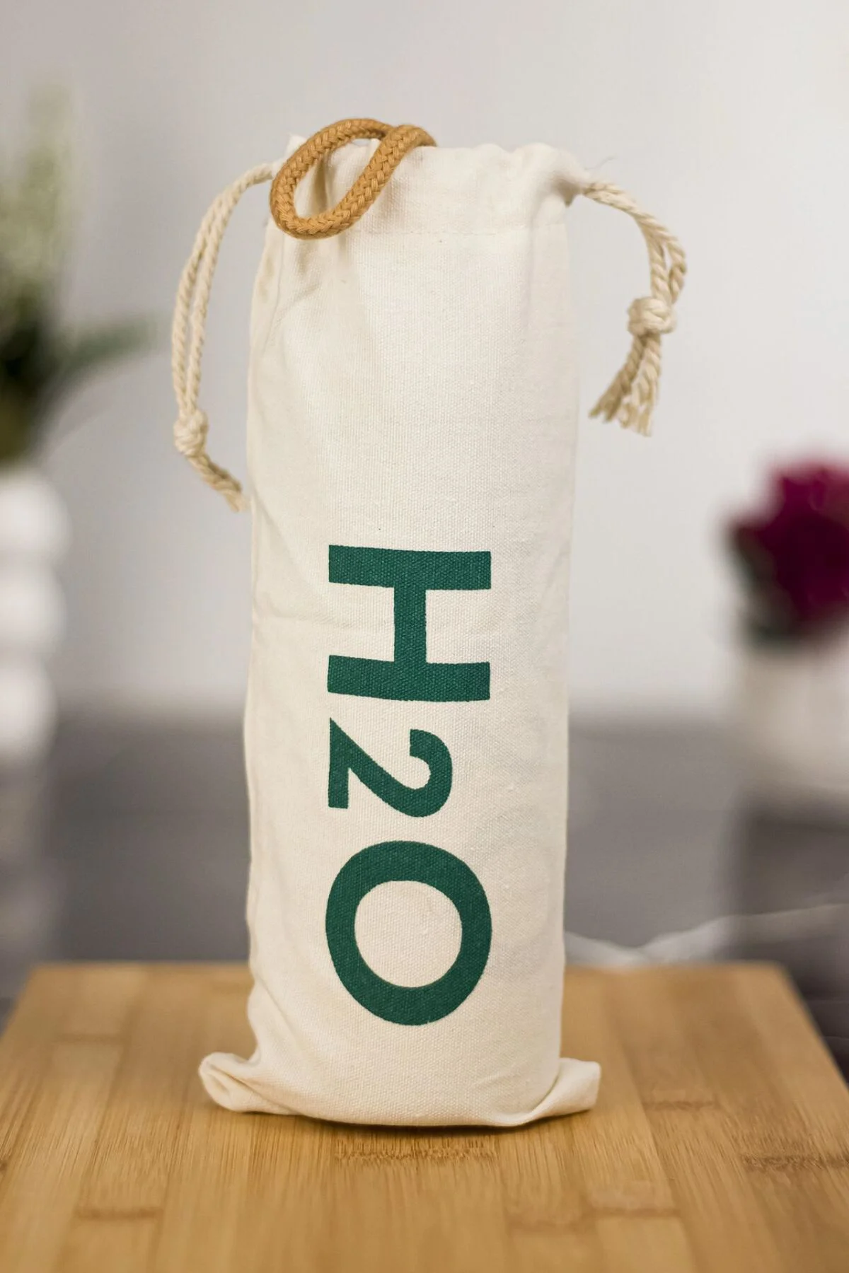 H2o Borosilikat Cam Matara Bambu Vakum Kapaklı Su Şişesi Suluk (K