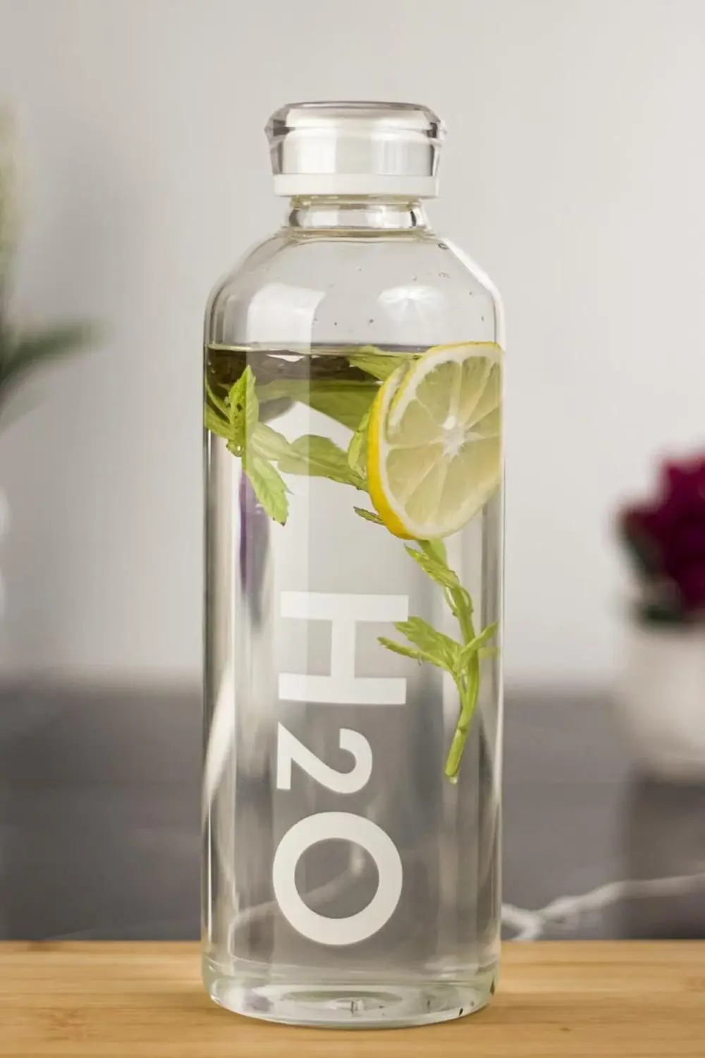 H2o Borosilikat Cam Matara Vakum Kapaklı Su Şişesi Suluk Beyaz 10