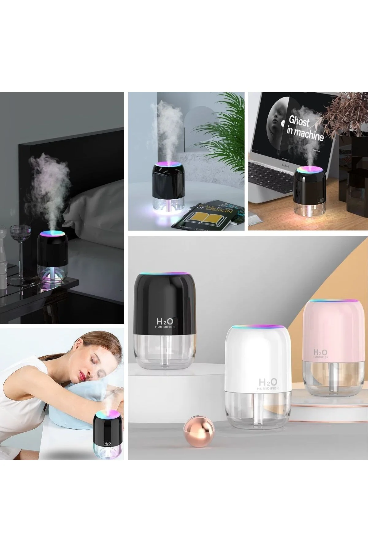H2O Model Şeffaf Hazneli -Ultrasonik Soğuk Buhar Makinesi, LED Iş