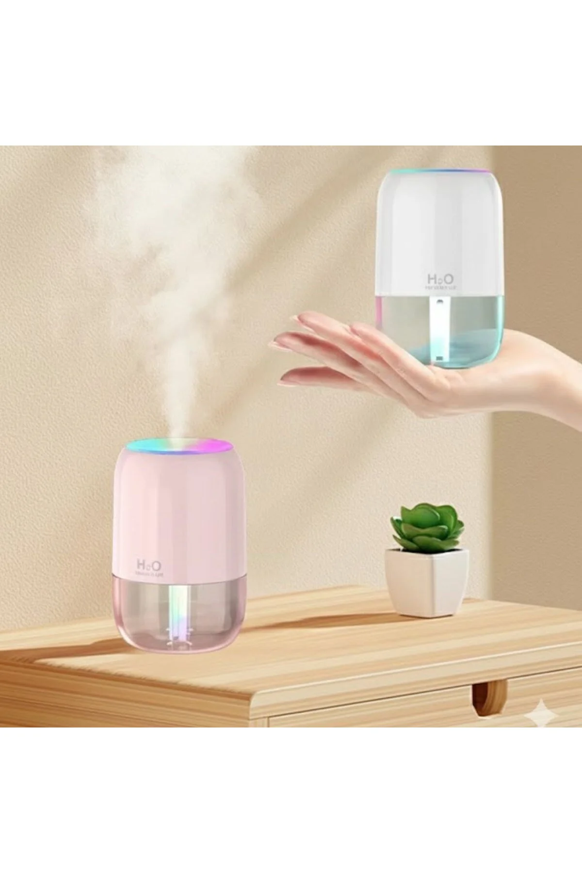 H2O Model Şeffaf Hazneli -Ultrasonik Soğuk Buhar Makinesi, LED Iş
