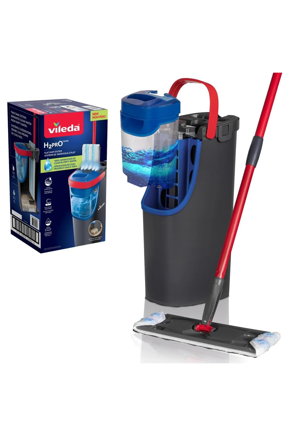 H2PRO%100 Kirli ve Temiz Suyu Ayıran Temizlik Seti & Mikrofiber Mop