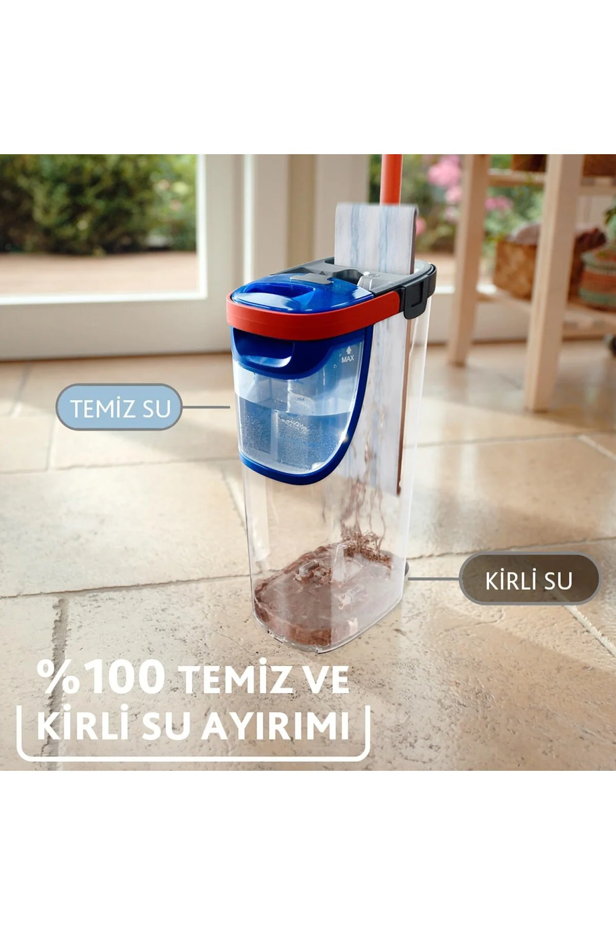 H2PRO%100 Kirli ve Temiz Suyu Ayıran Temizlik Seti & Mikrofiber Mop
