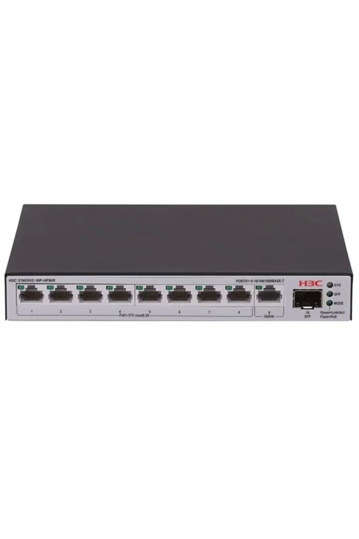 H3C Aolynk S1600V2-10P-Hpwr 8 Port Gigabit + 1Xgb Sfp/1Xrj45 Upli