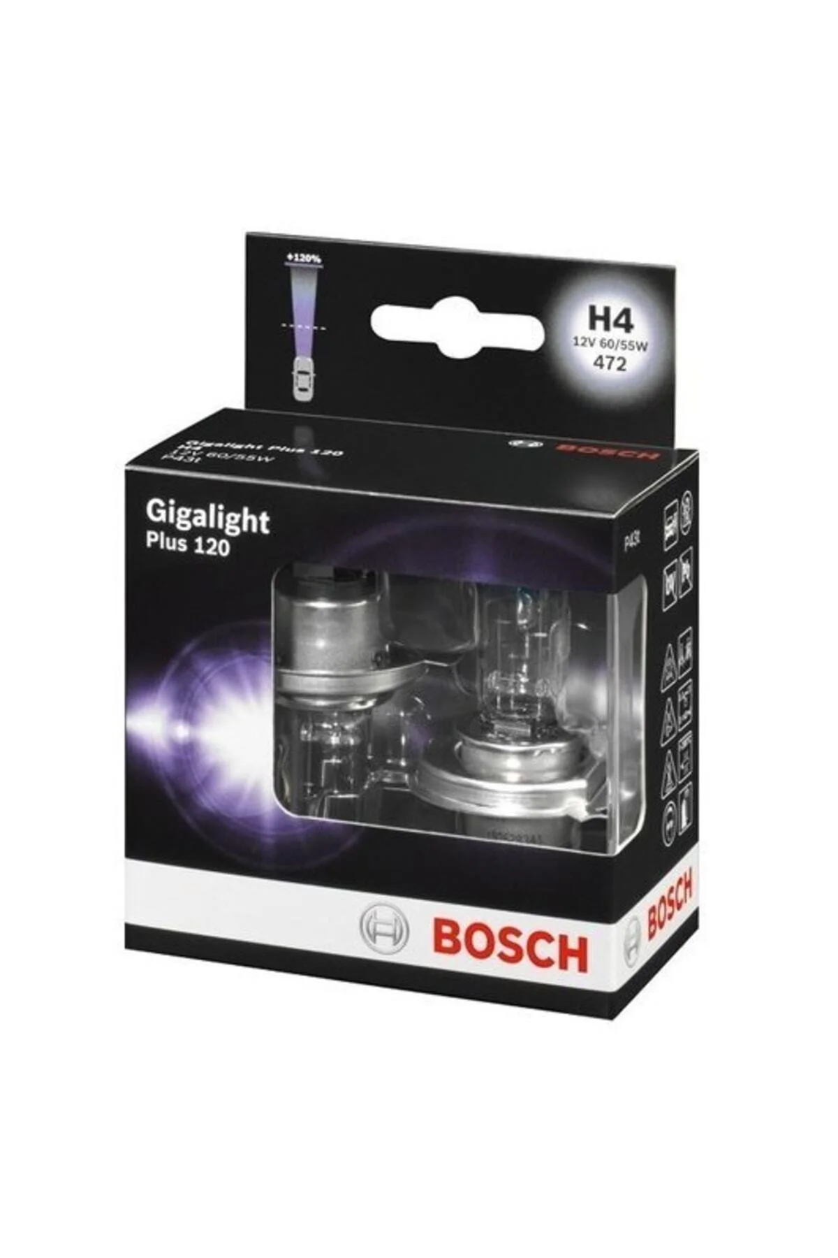 H4 Gigalight Plus +120% 2'li Ampul Set 12v 60/55w