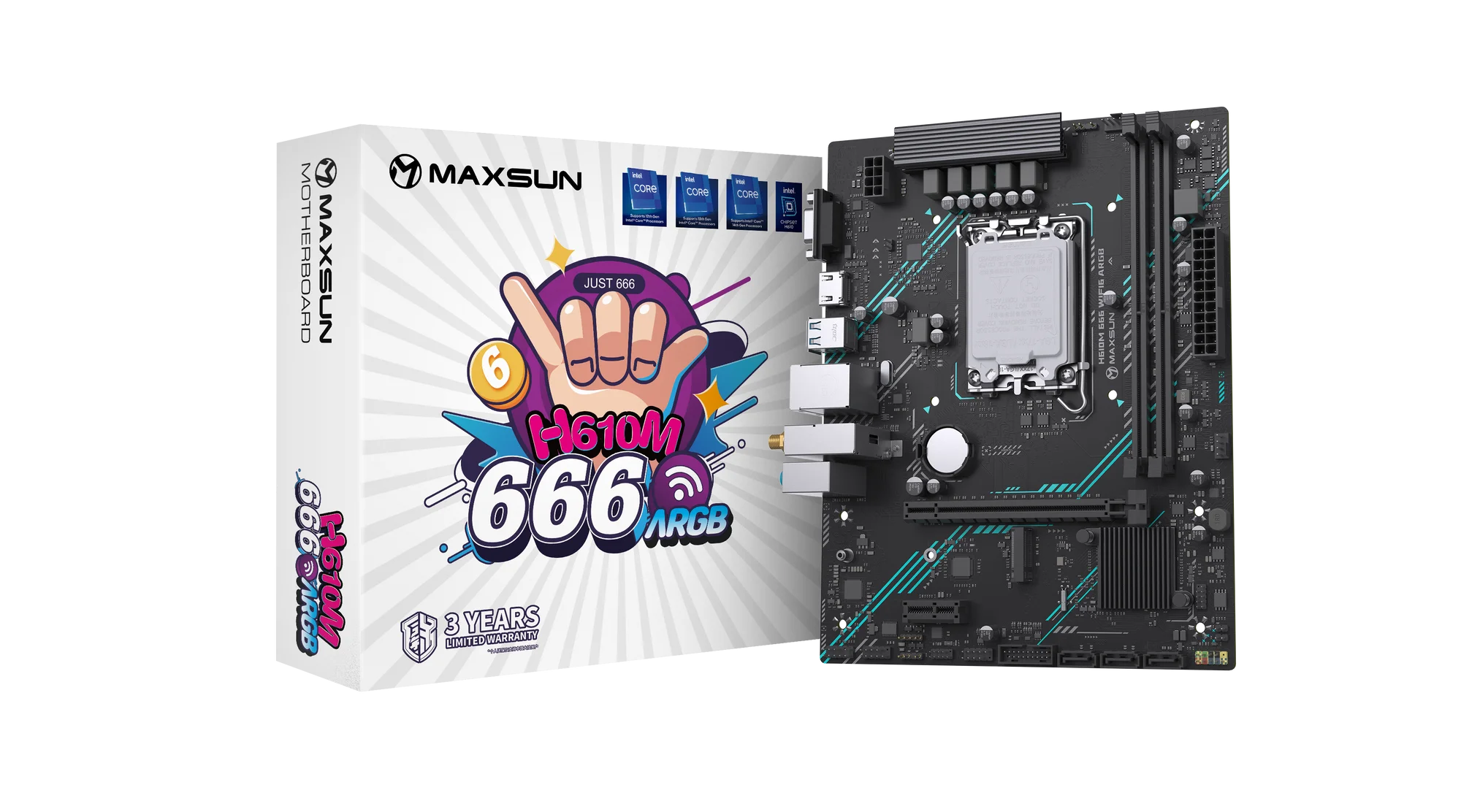 H610M 666 WIFI ARGB LGA1700 DDR5 6000 Mhz M.2 HDMI mAtx Intel Anakart