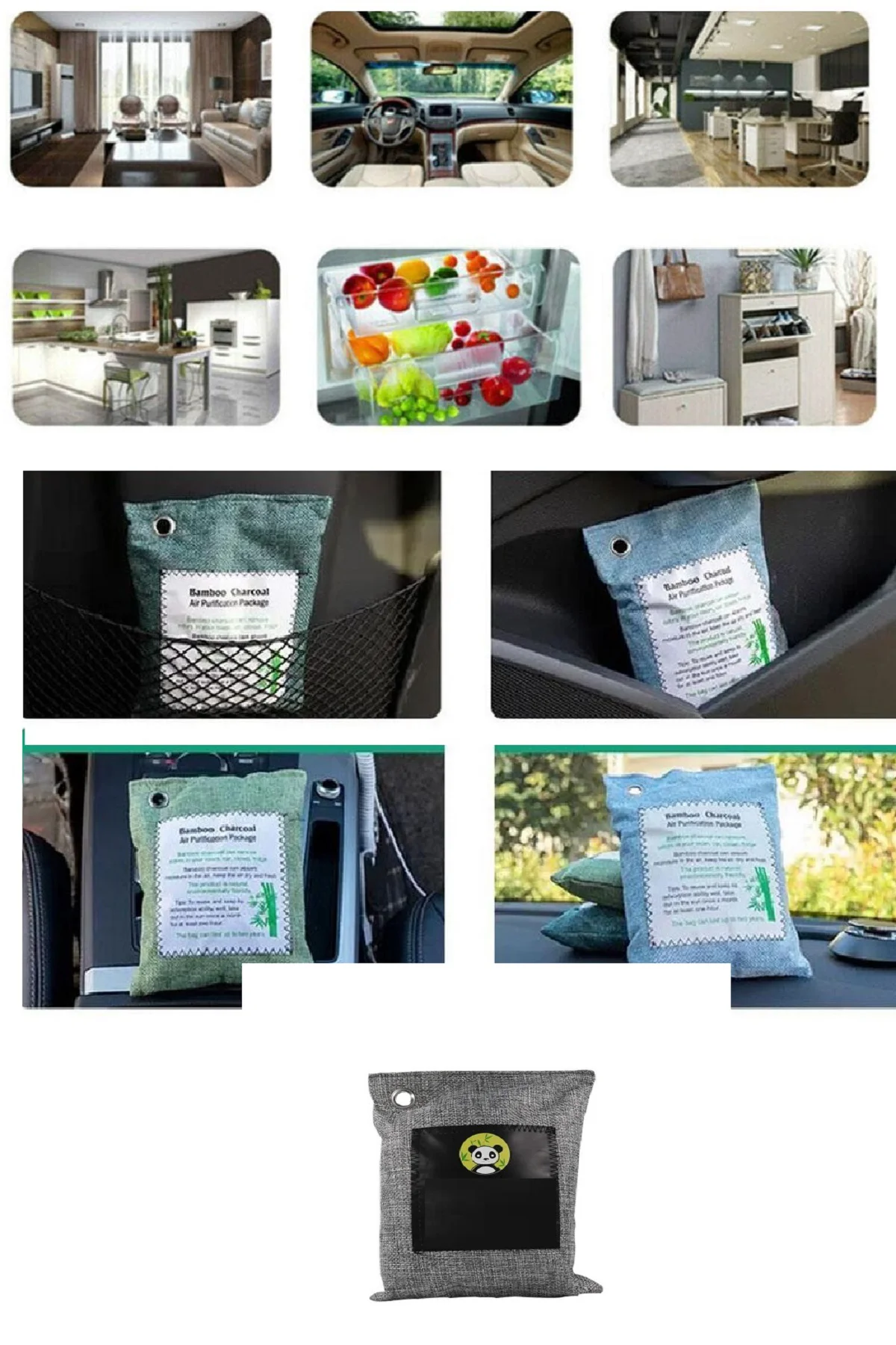 Ha Temizleme Torbası 100g Araba- Dolap- Banyo- Evcil Hayvan Koku - Bambu Kömür Koku Emici