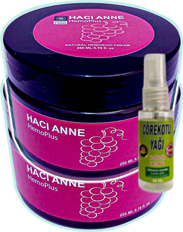 Hacı Anne Hemroid Kremi + Çörek Otu Yağı — 2'li 200 ml + 30 ml Teskin Yağı Seti