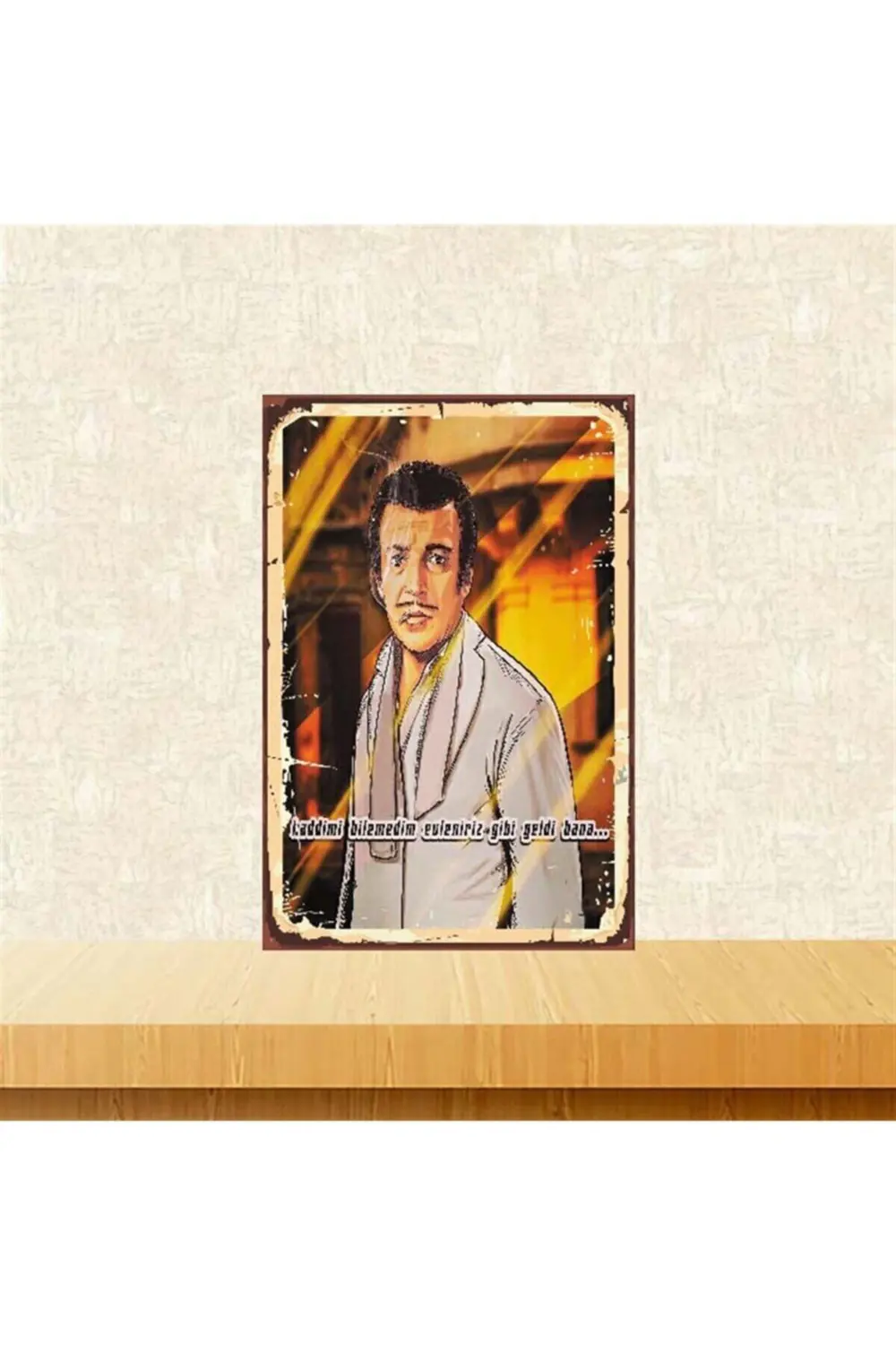 Haddimi Bilemedim Sadri Alışık 20-30 Cm Retro Ahşap Poster Tkfx40