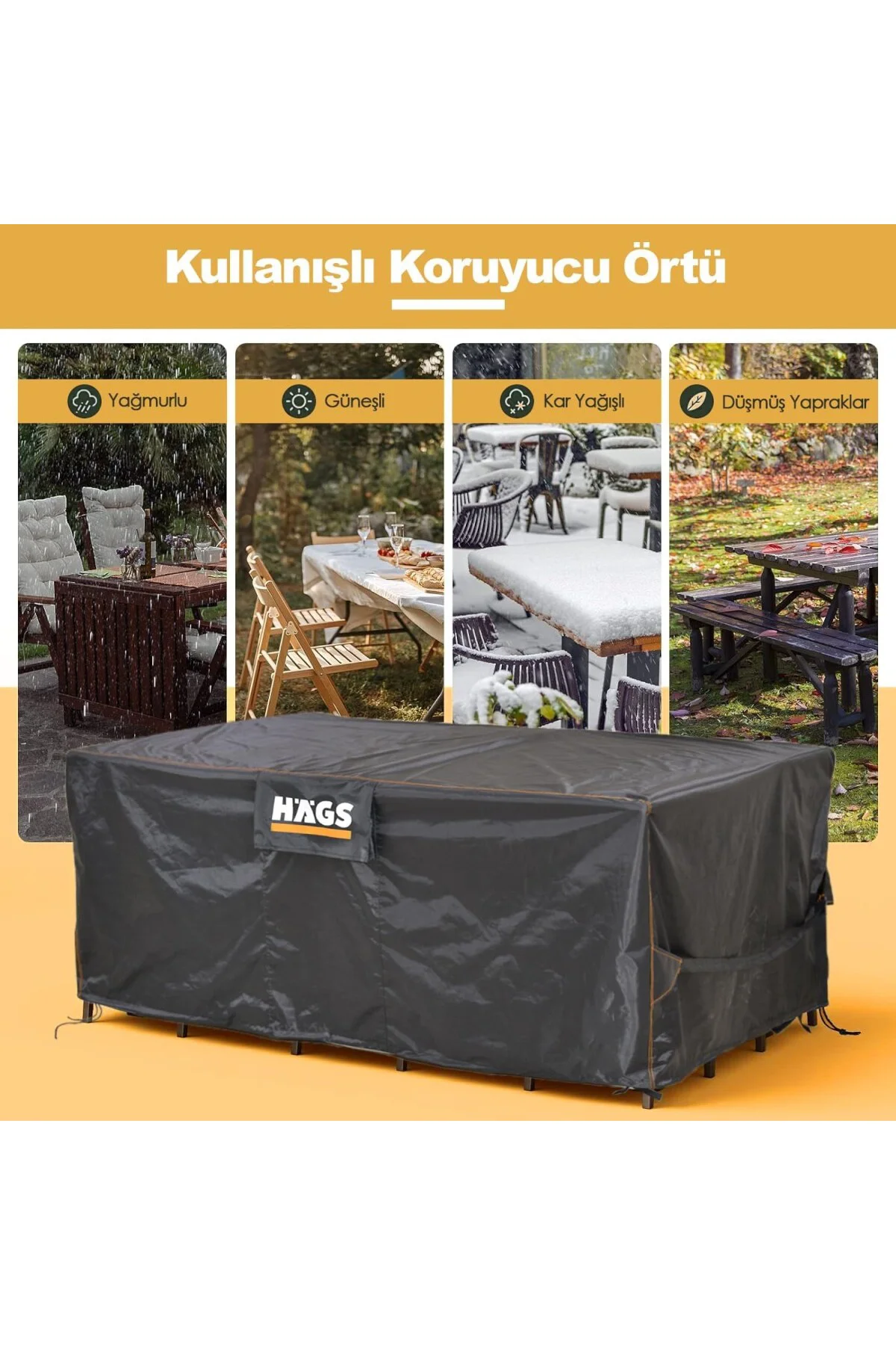 Haegs Bahçe Mobilyası Örtüsü, 250-210-90cm, Ağır Hizmet Oxford Kumaş, Su Geçirmez, Dış M Haegs Bahçe Mobilyası Örtüsü, 250-210-90cm, Ağır Hizmet Oxford Kumaş, Su Geçirmez, Dış M