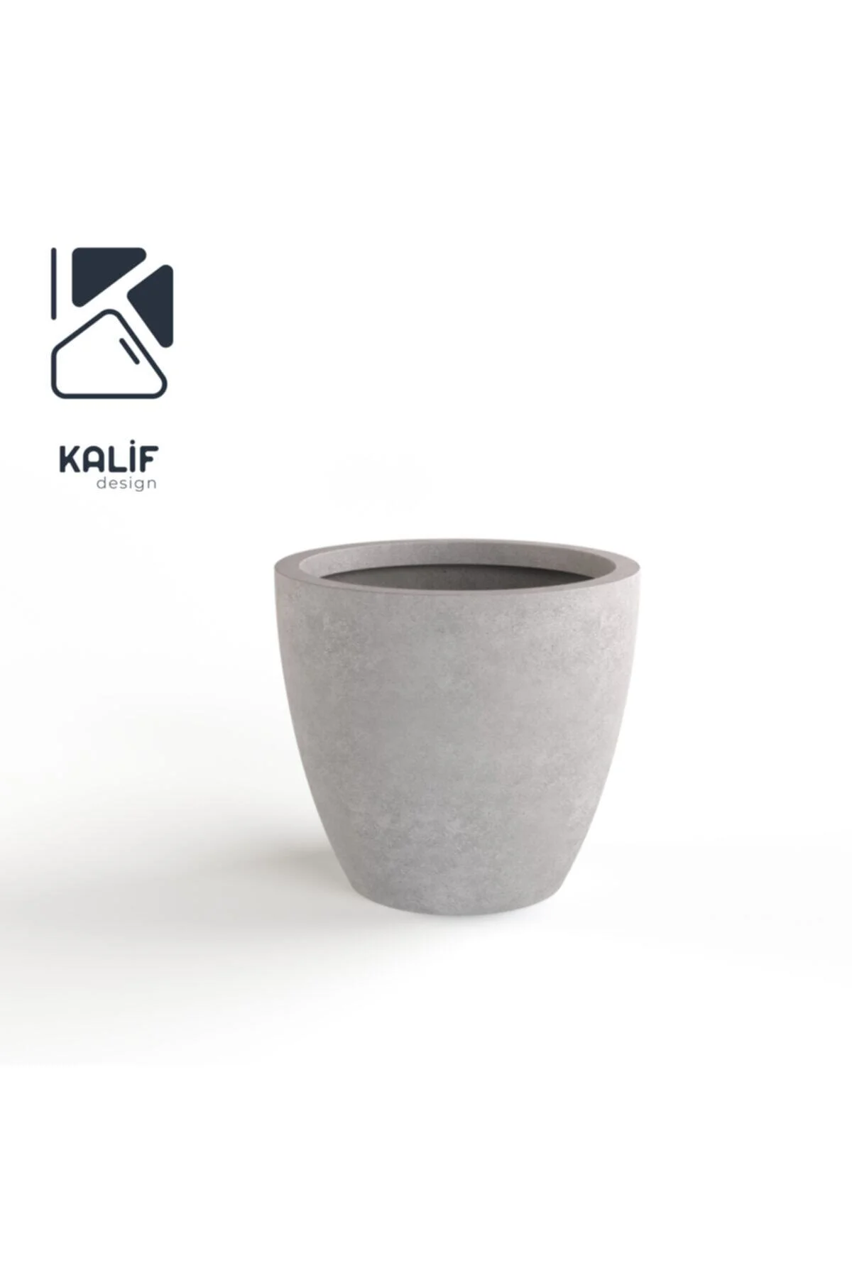 Hafif Beton Saksı (TERRAZO) Indra (L) 44x42 Gri