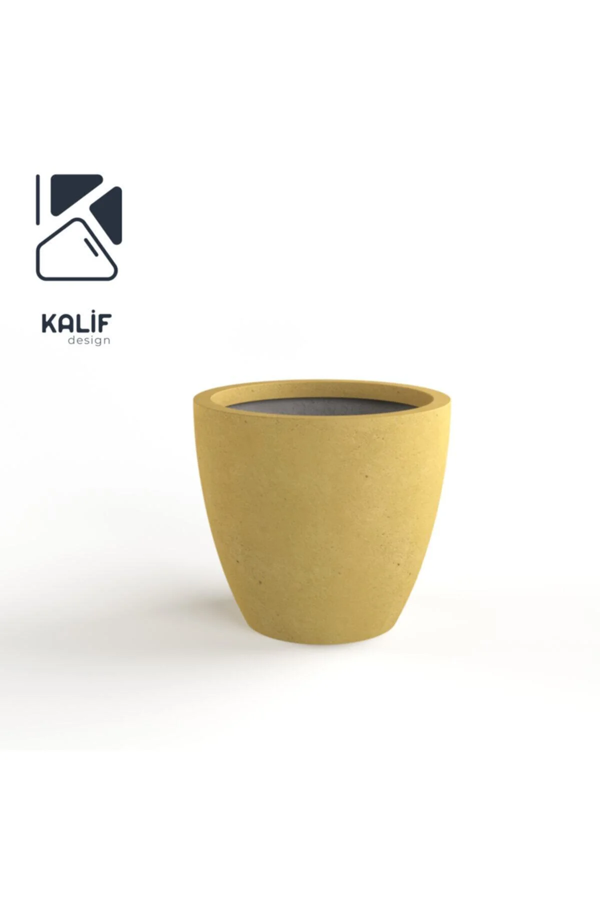 Hafif Beton Saksı (TERRAZO) Indra (L) 44x42 Sarı