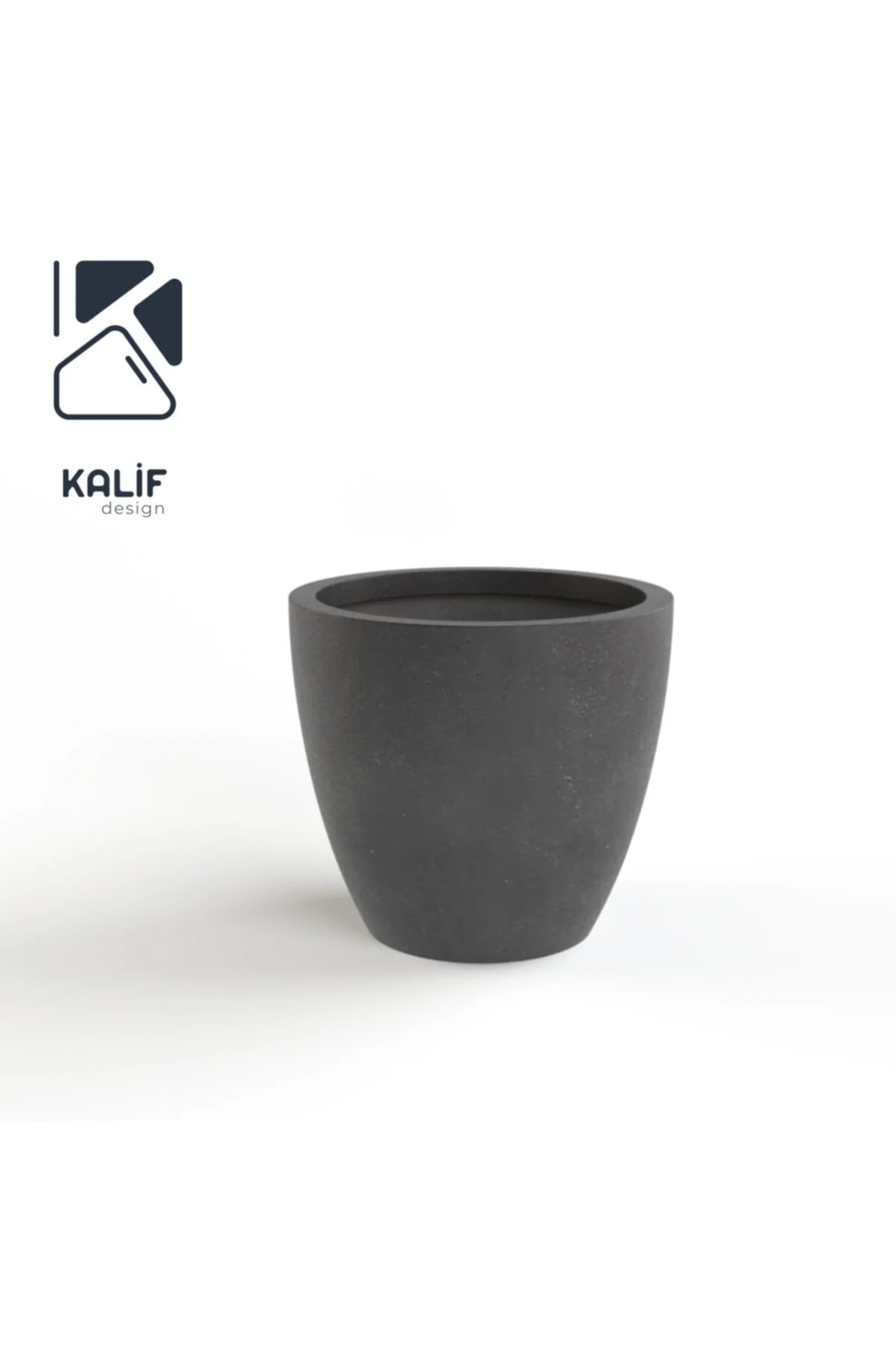 Hafif Beton Saksı (TERRAZO) Indra (L) 44x42 Siyah