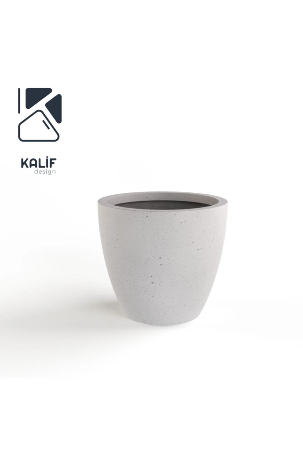 Hafif Beton Saksı (TERRAZO) Indra (L) 44x42 Beyaz